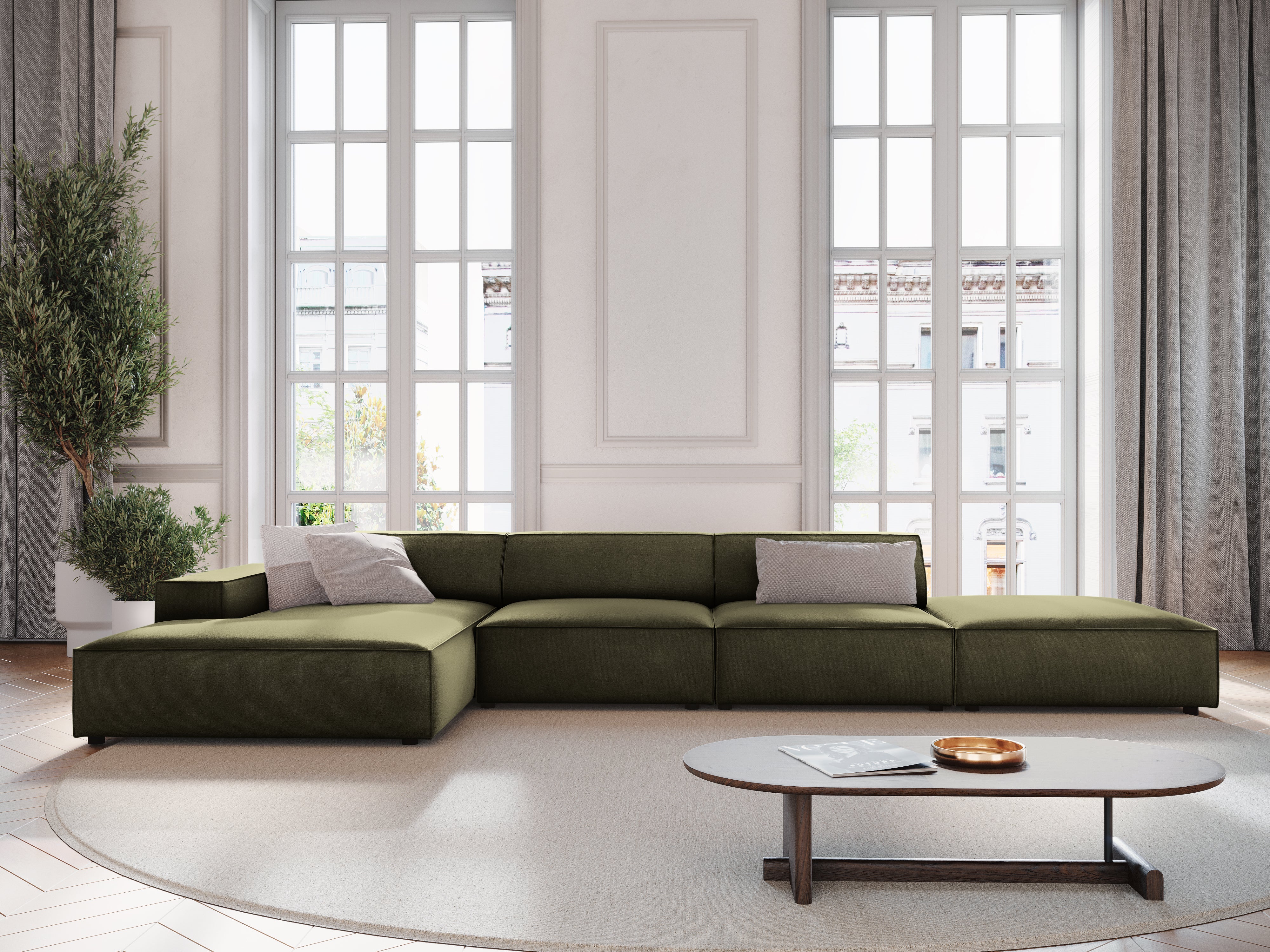 Ecksofa Jodie 341x166cm, Material: Samt
