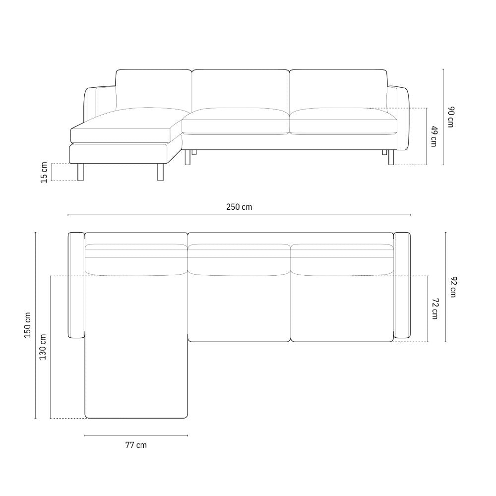 Sofa Eden, 3 Sitze, 250x150cm, Material: Samt