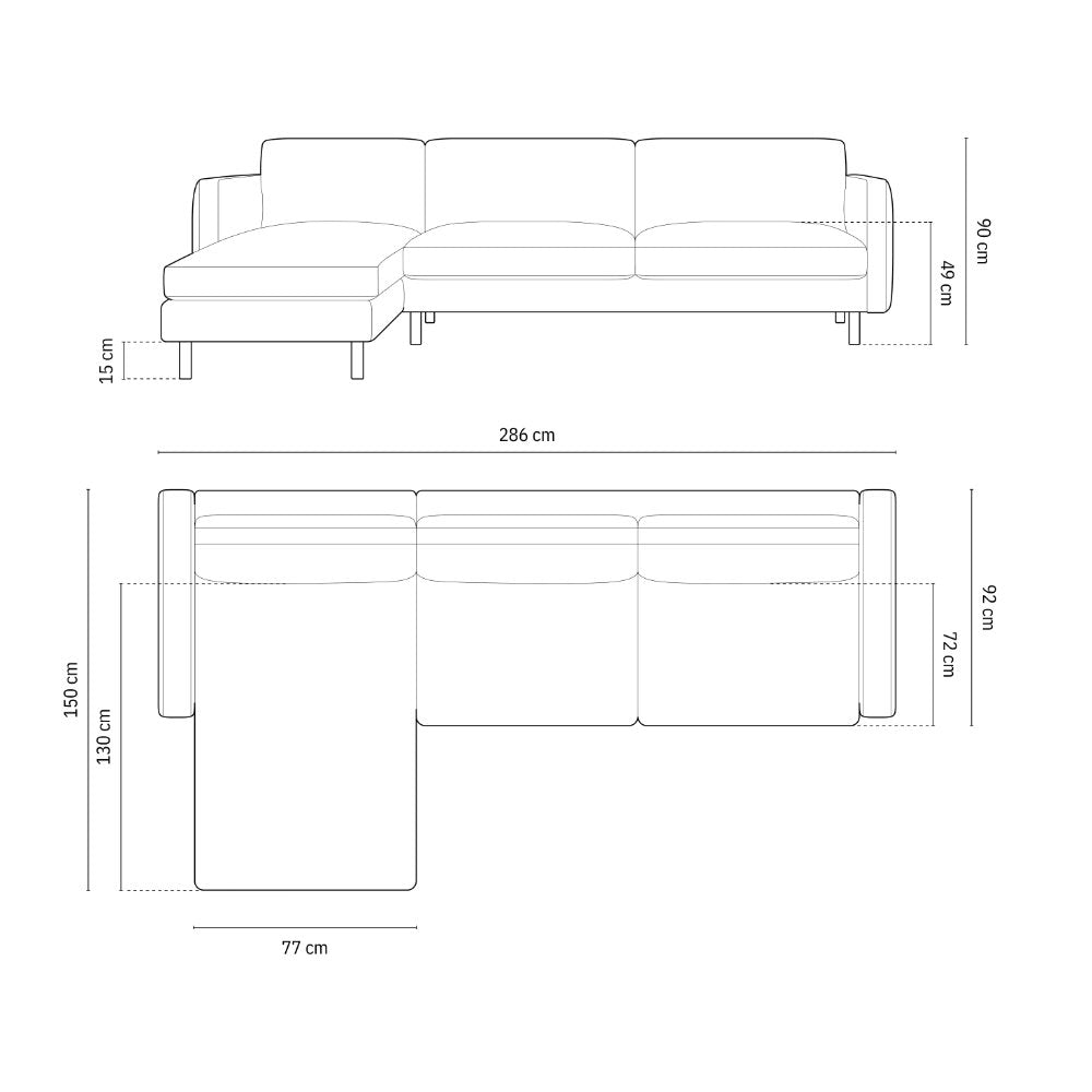 Sofa Eden, 4 Sitze, 286x150cm, Material: Samt
