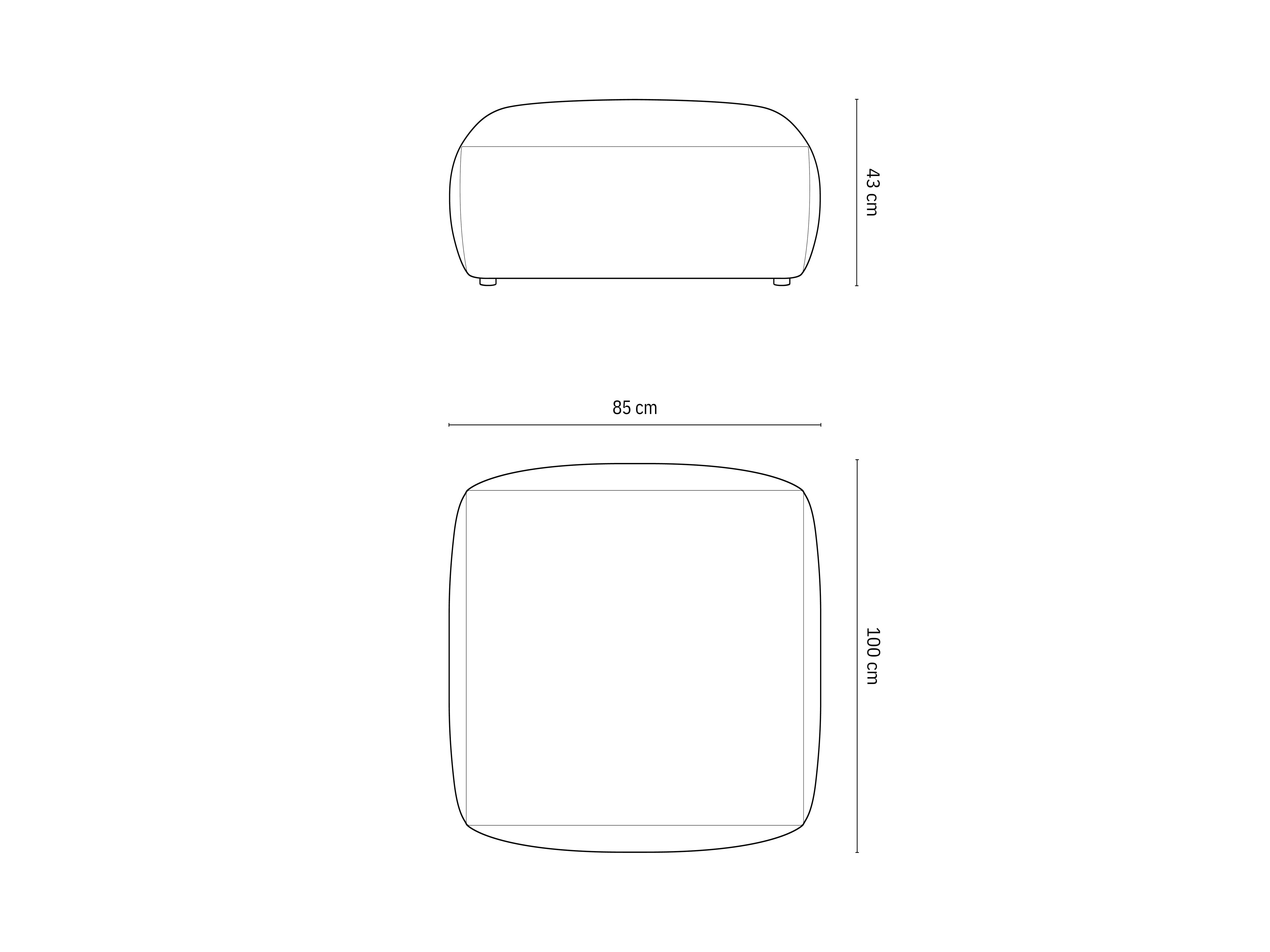 Hocker Chris 85x100cm, Material: Samt