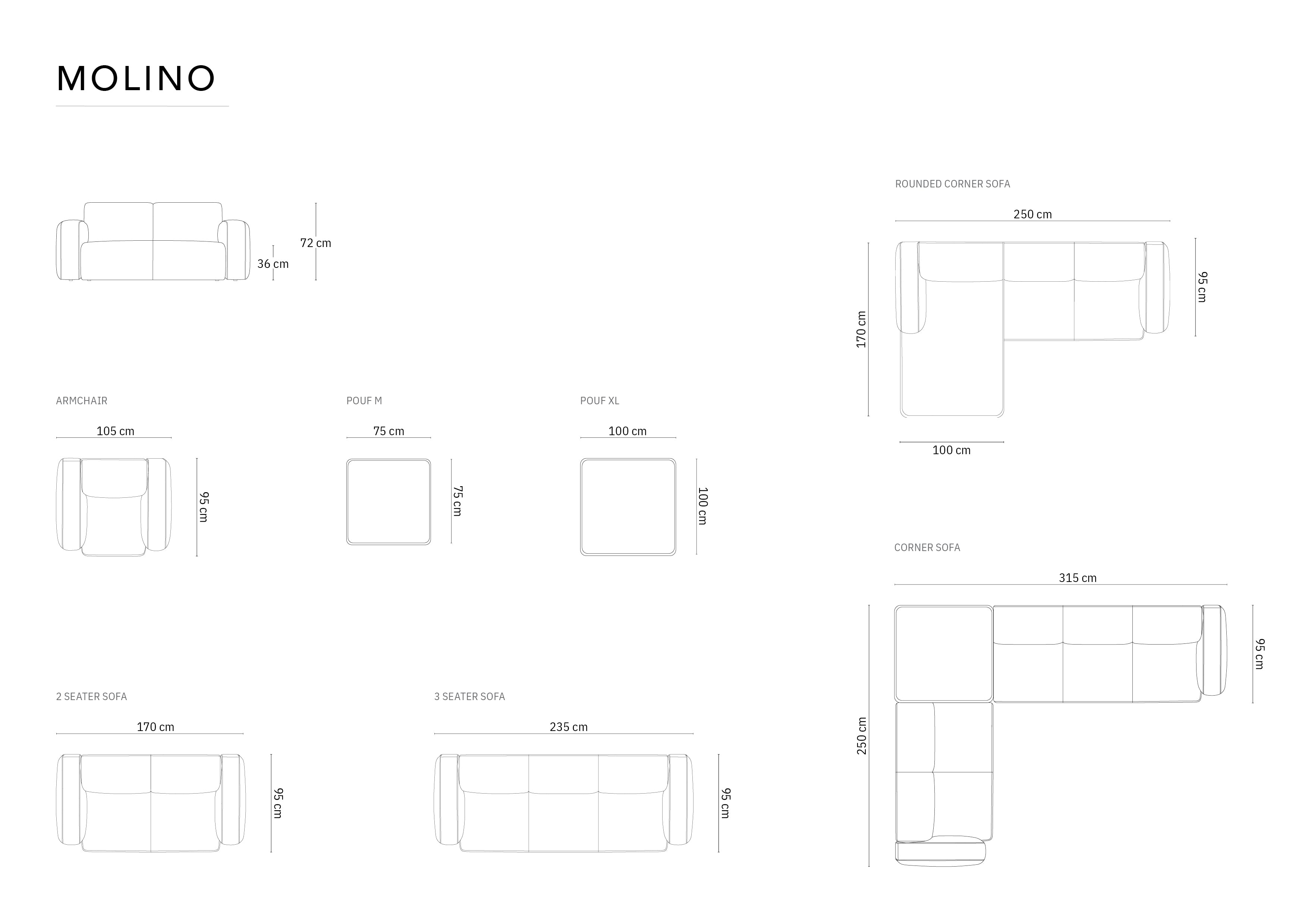 Molino Hocker 100x100cm, Material: Boucle