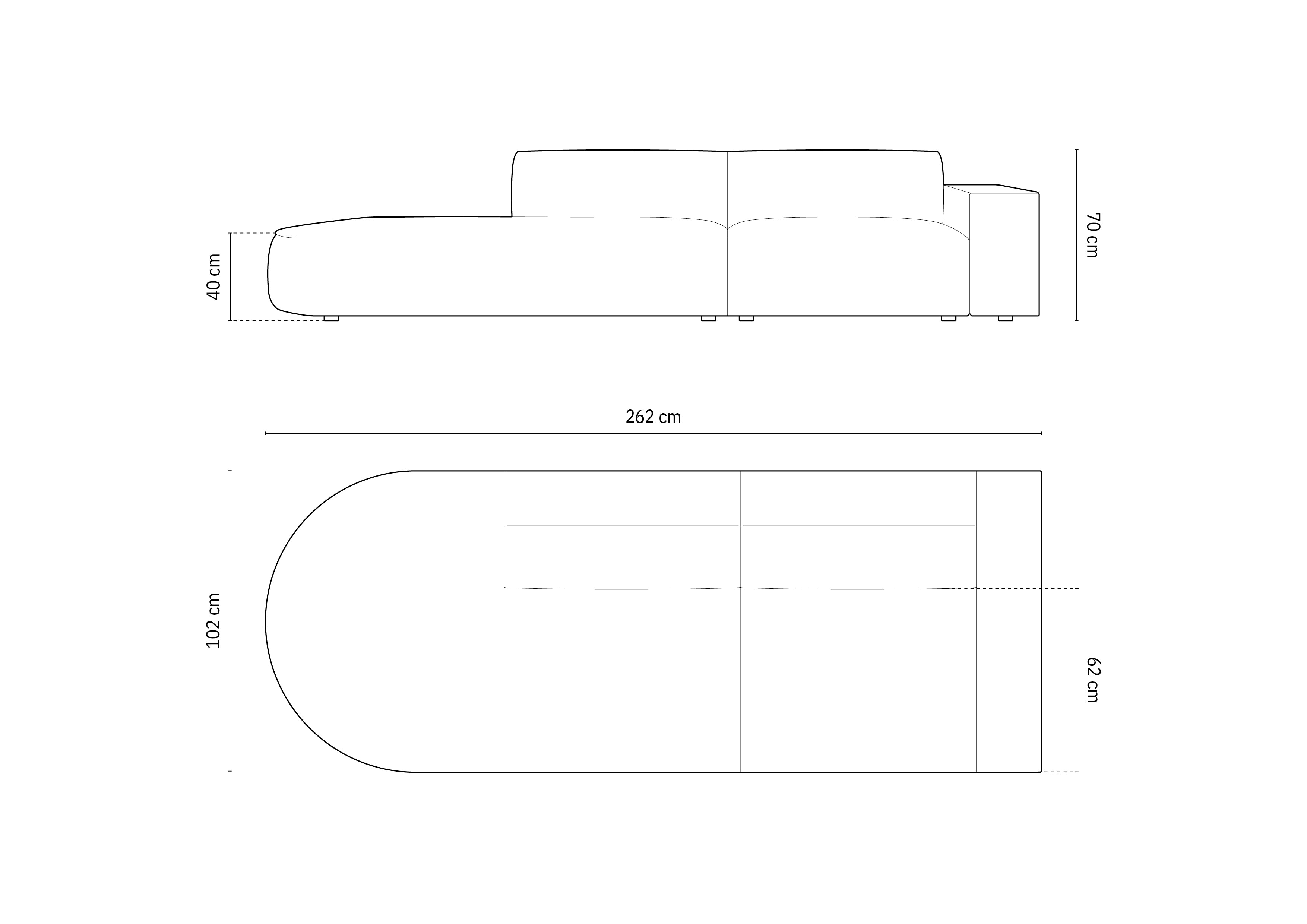 Sofa Jodie 262x102cm, Material: Samt