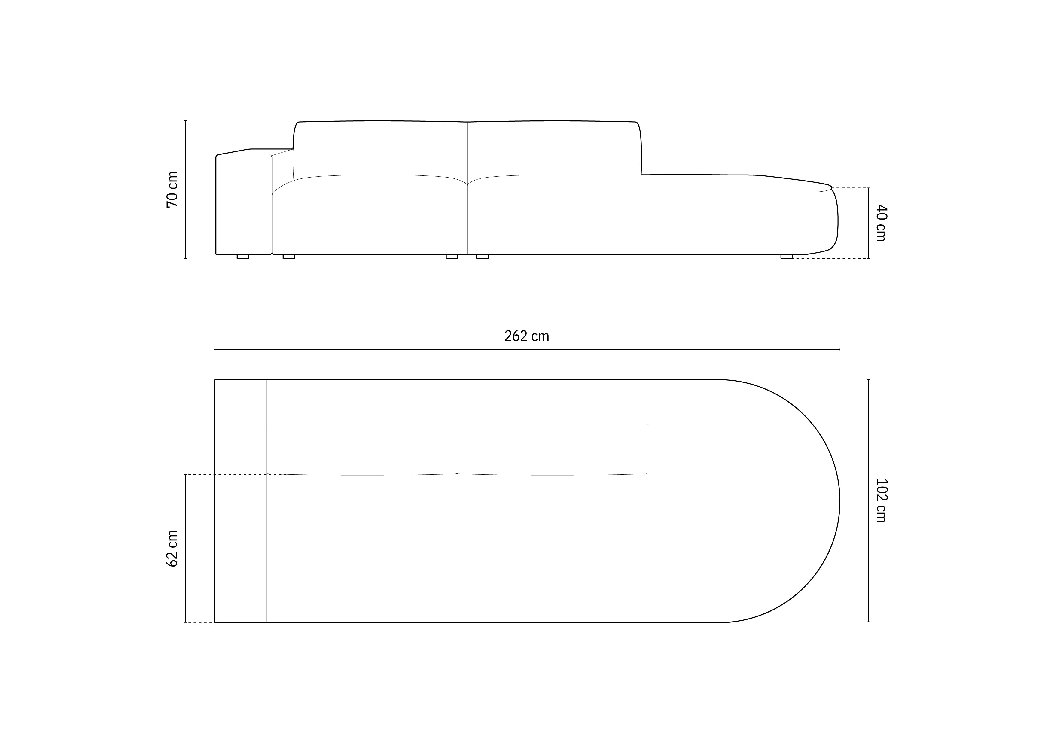 Sofa Jodie 262x102cm, Material: Samt