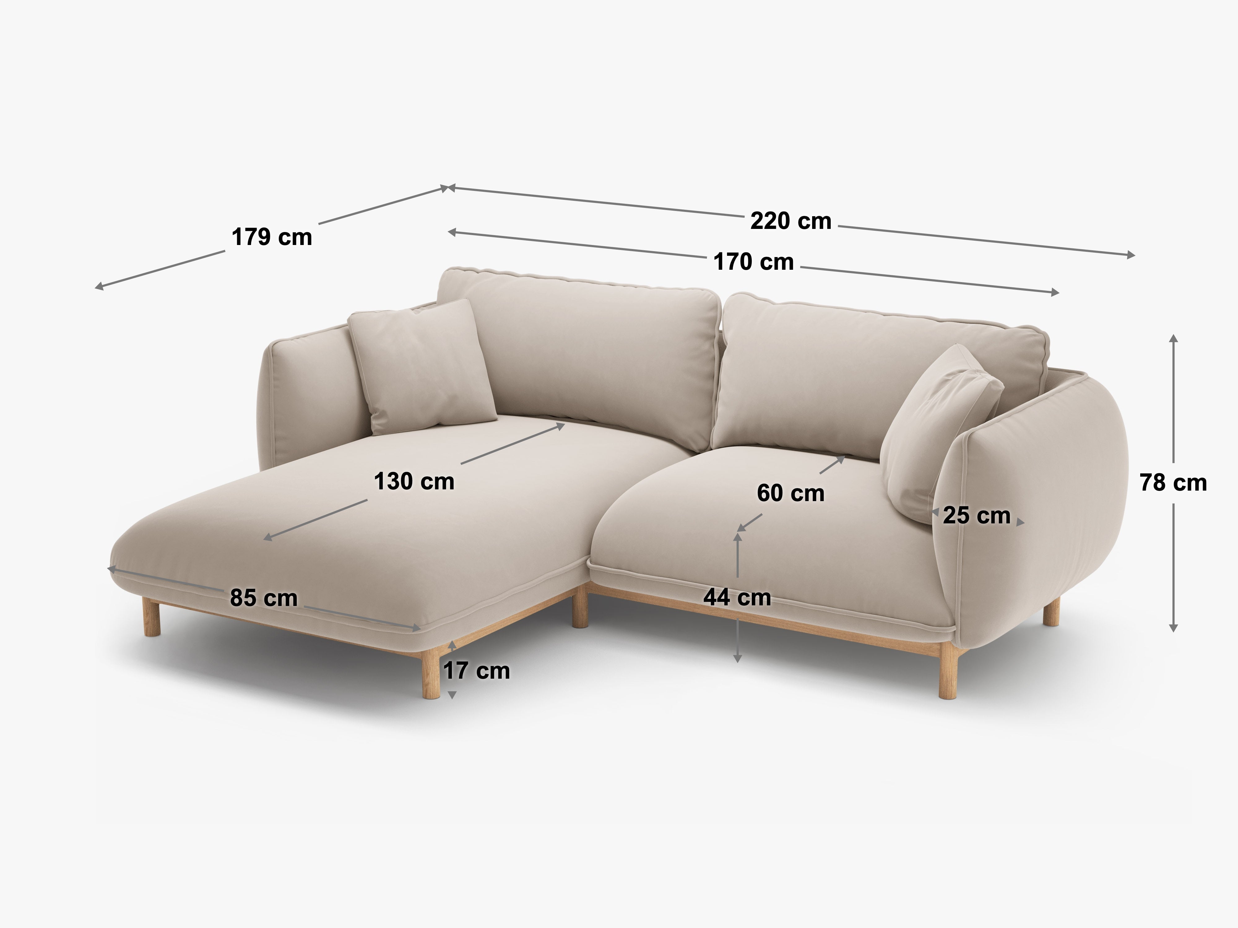 Ecksofa-Set Ada, 220x179cm, Material: Samt