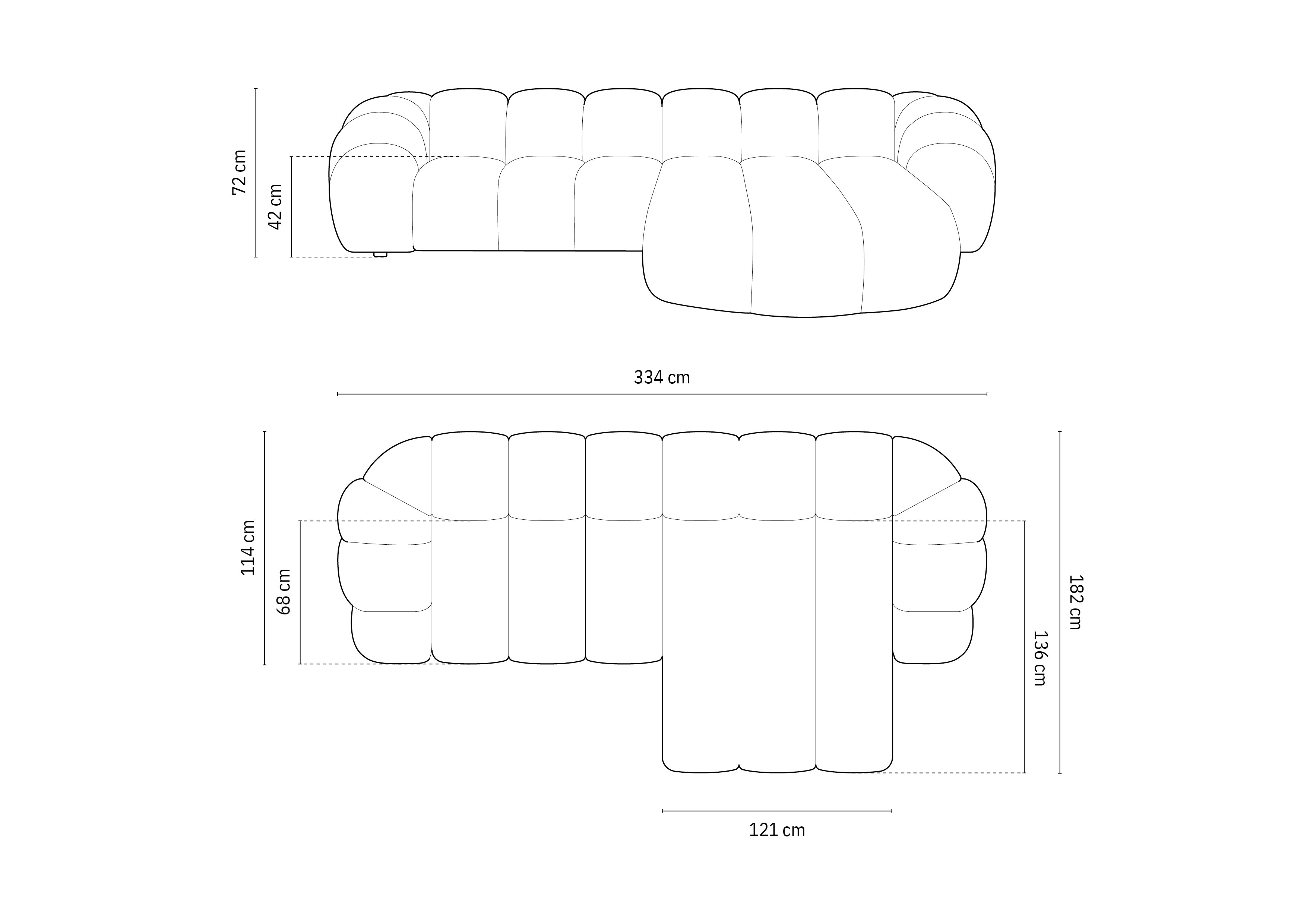 Ecksofa Diana 334x182cm, Material: Samt