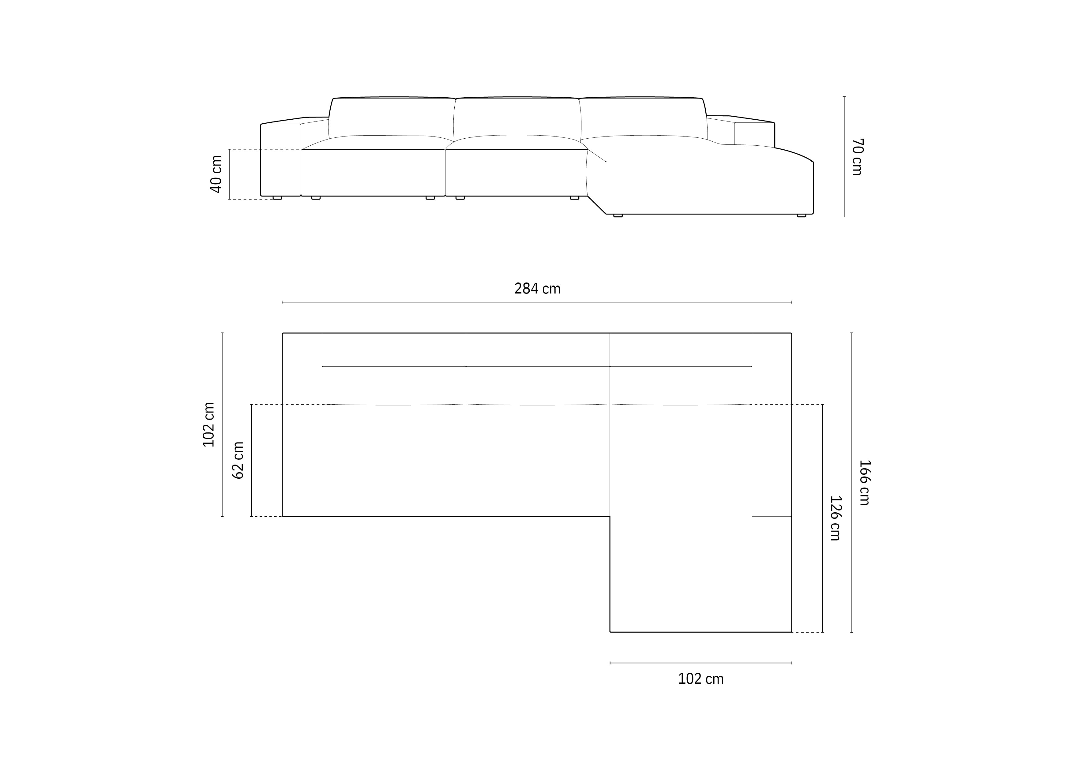 Ecksofa Jodie 284x166cm, Material: Samt