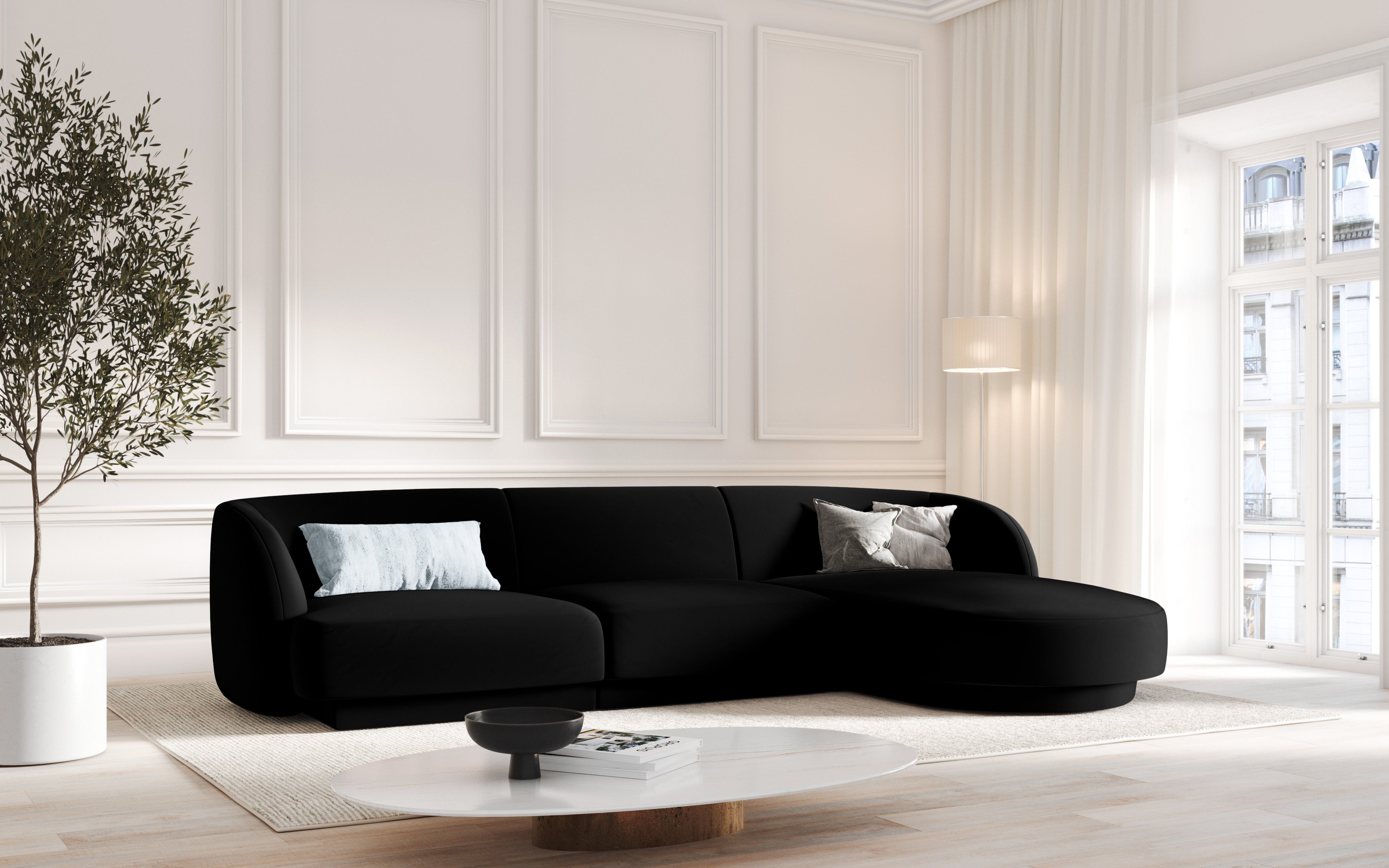 Ecksofa Miley abgerundet 255x156cm, Material: Samt