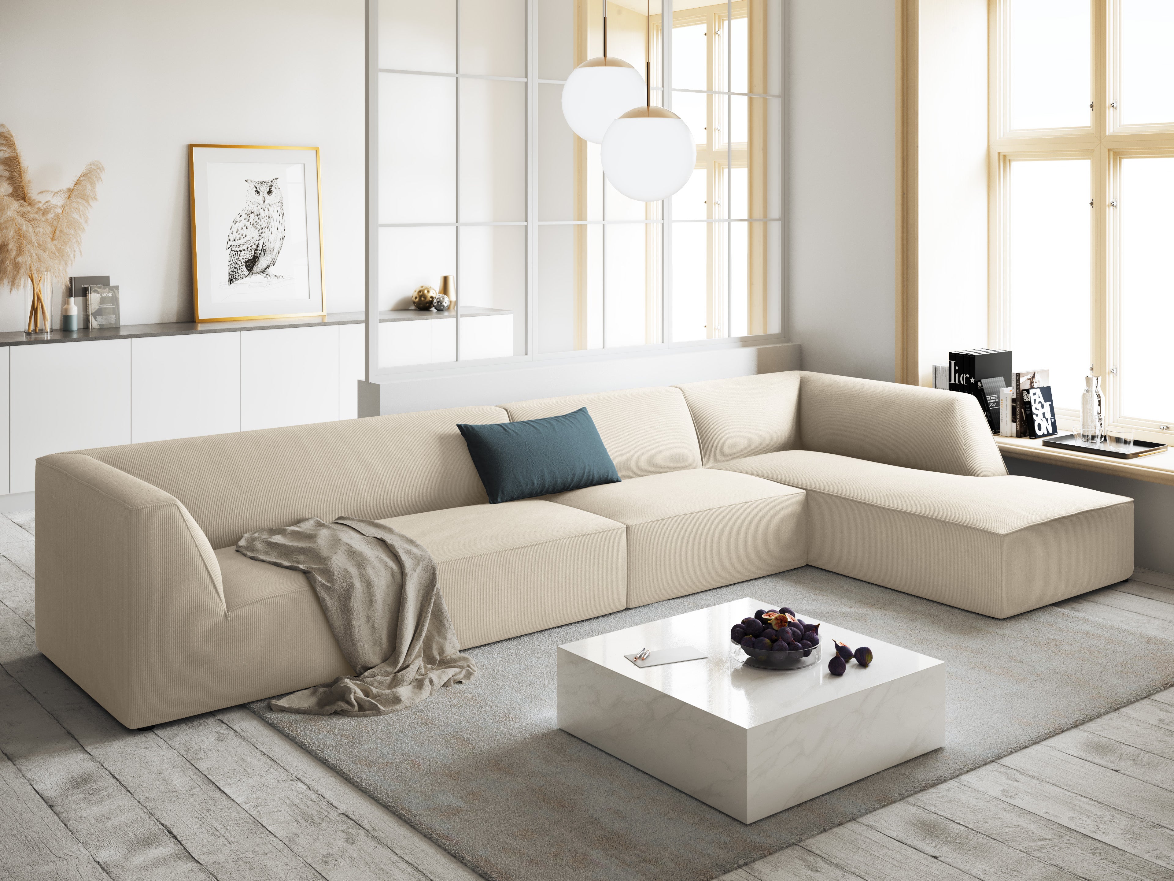 Ecksofa Ruby, 5 Sitze, 366x180cm, Material: Cord