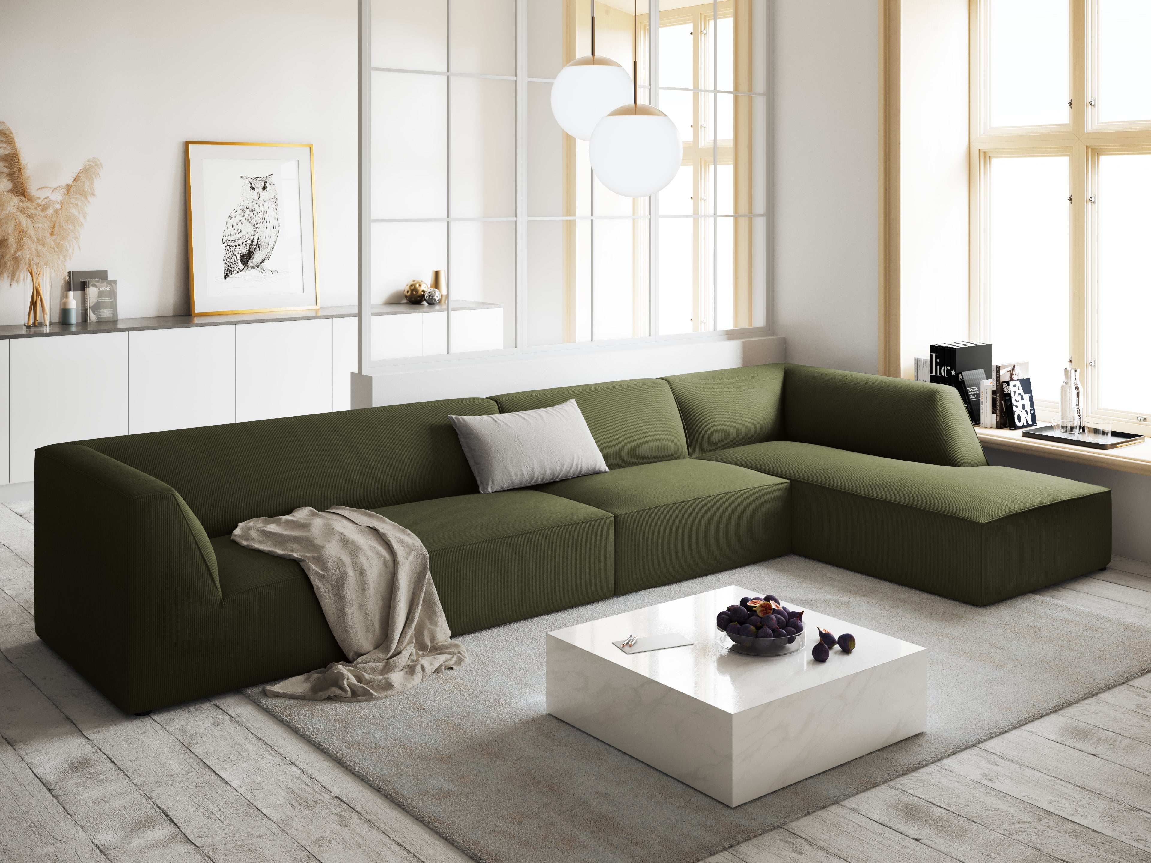Ecksofa Ruby, 5 Sitze, 366x180cm, Material: Cord