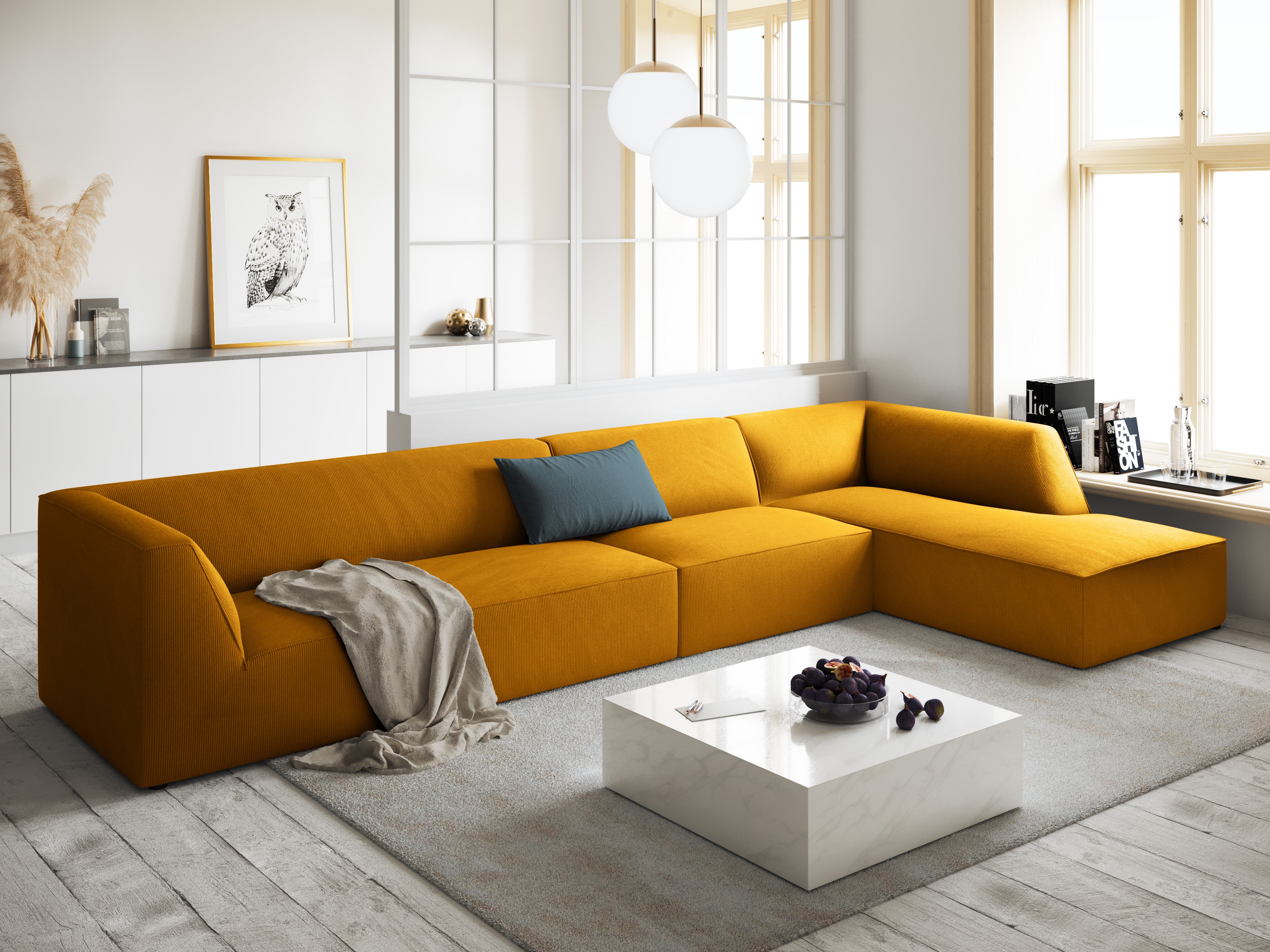 Ecksofa Ruby, 5 Sitze, 366x180cm, Material: Cord