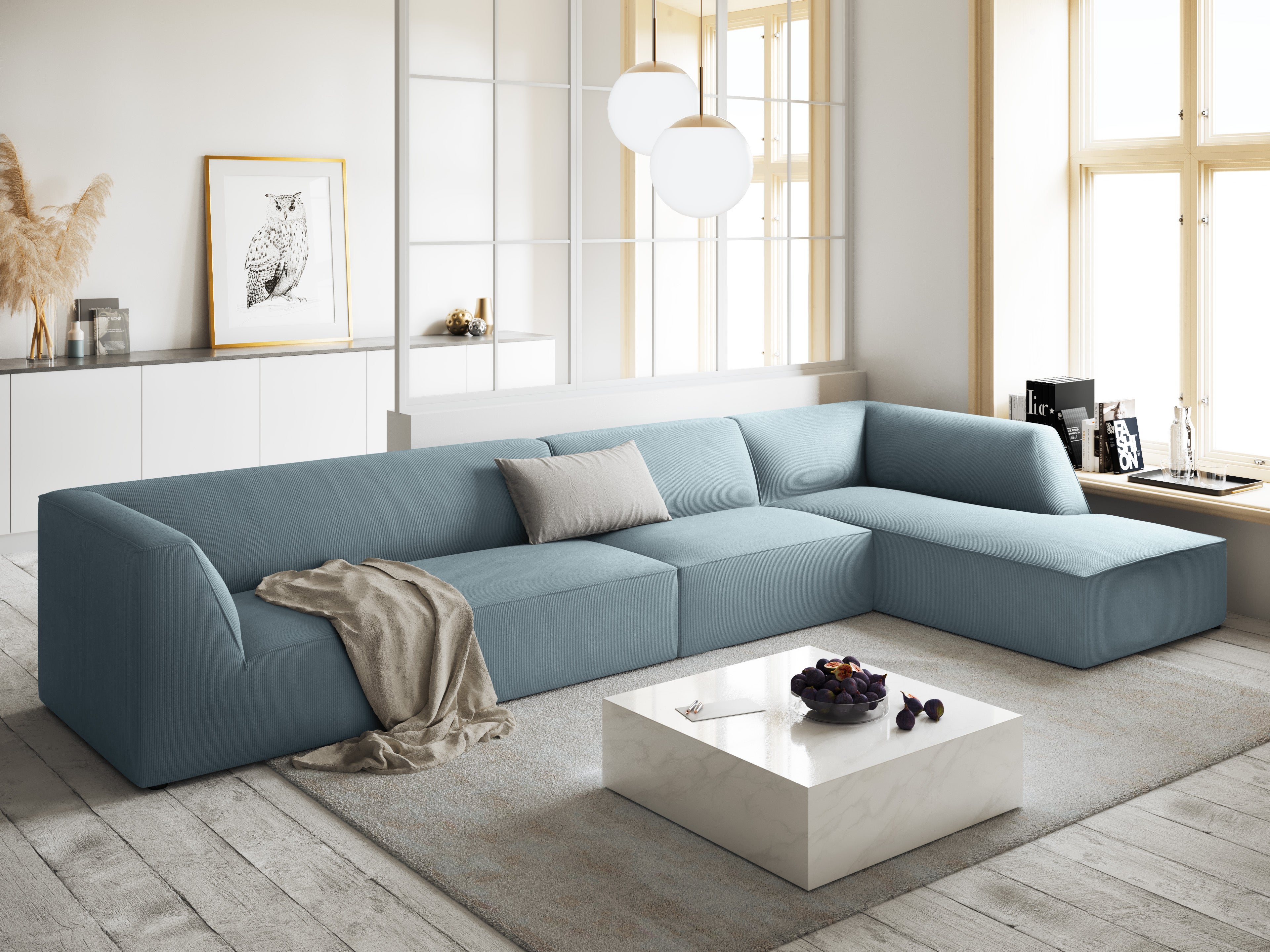 Ecksofa Ruby, 5 Sitze, 366x180cm, Material: Cord