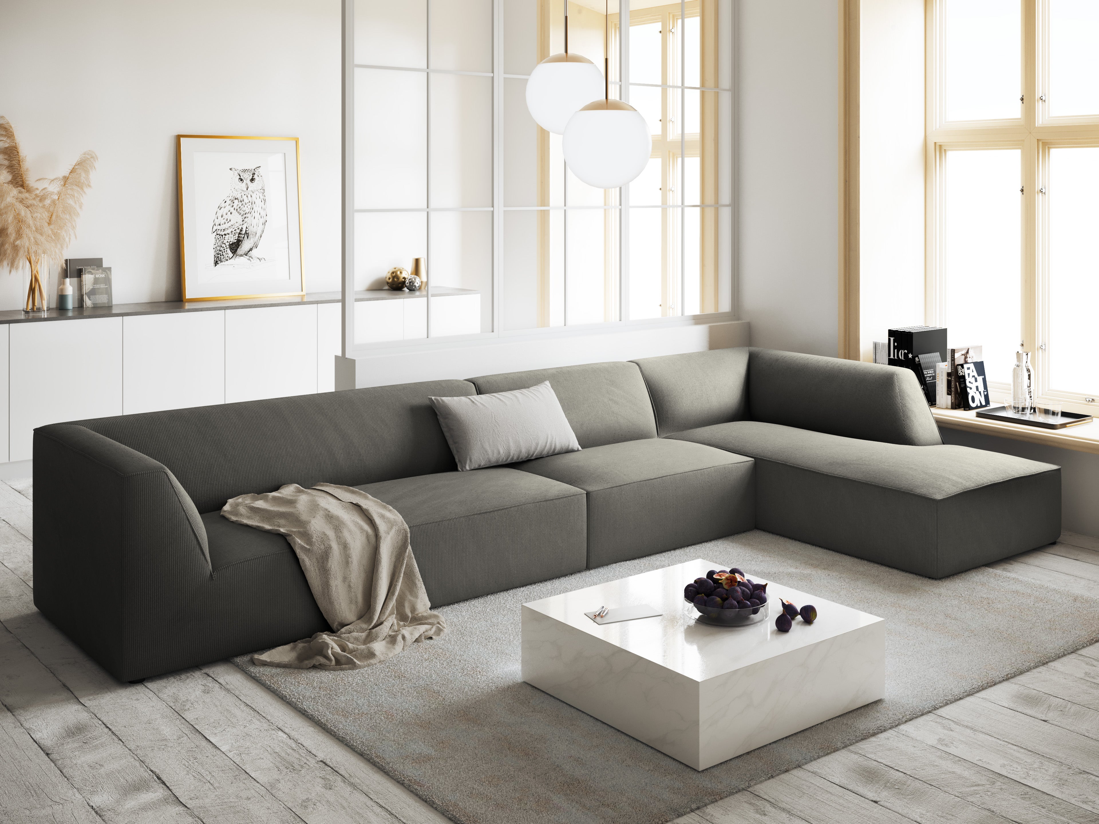 Ecksofa Ruby, 5 Sitze, 366x180cm, Material: Cord