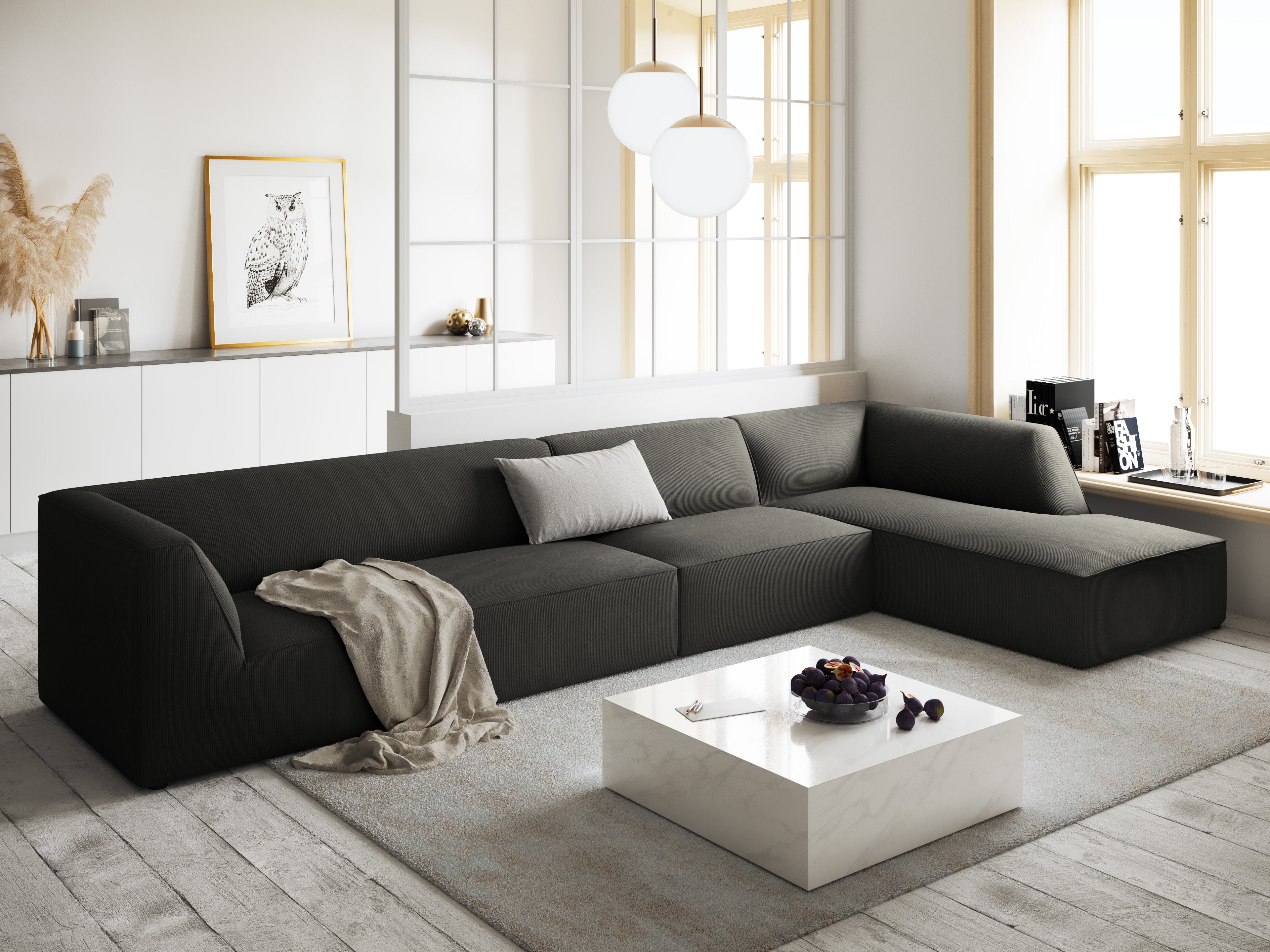 Ecksofa Ruby, 5 Sitze, 366x180cm, Material: Cord
