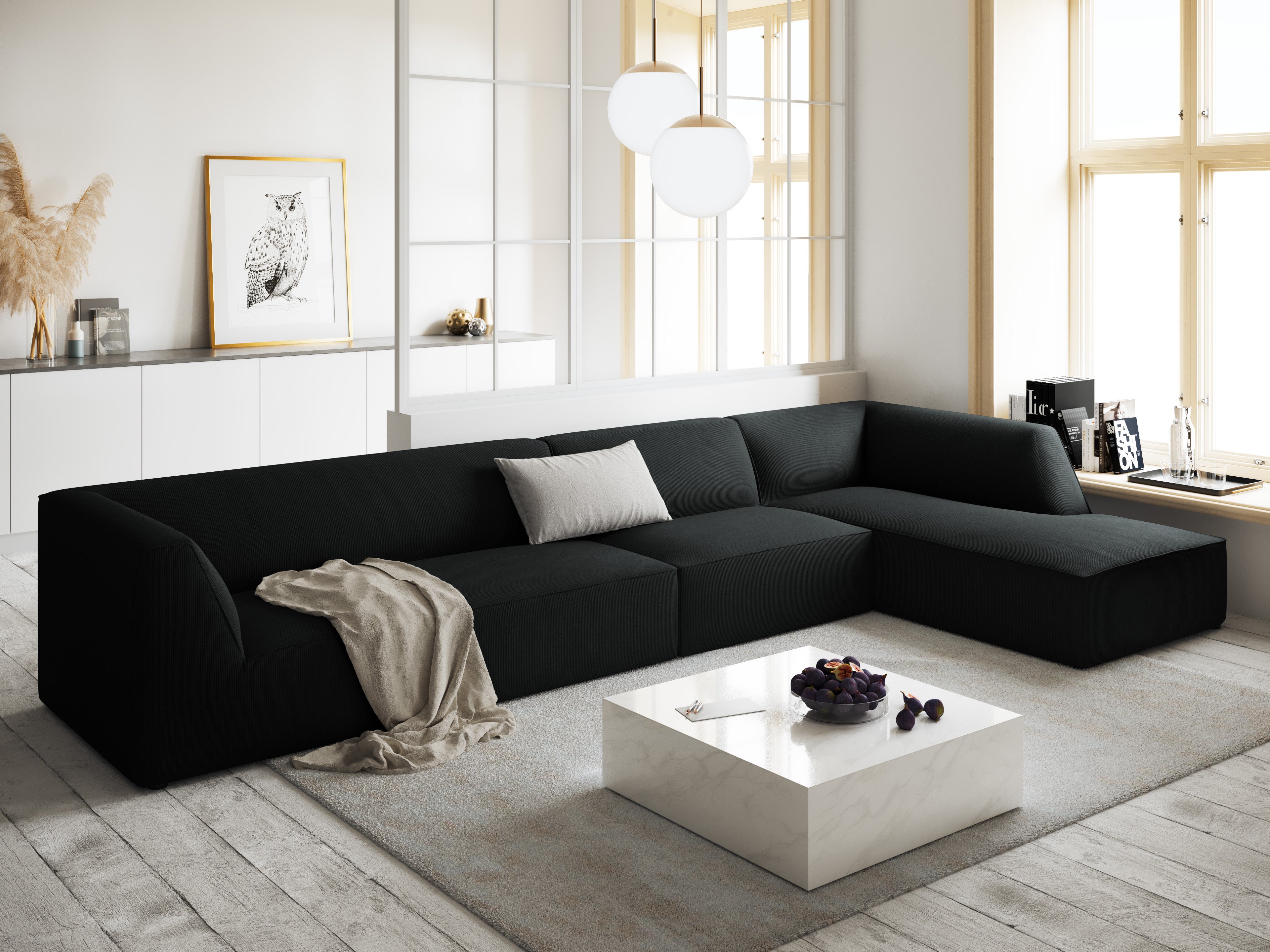 Ecksofa Ruby, 5 Sitze, 366x180cm, Material: Cord