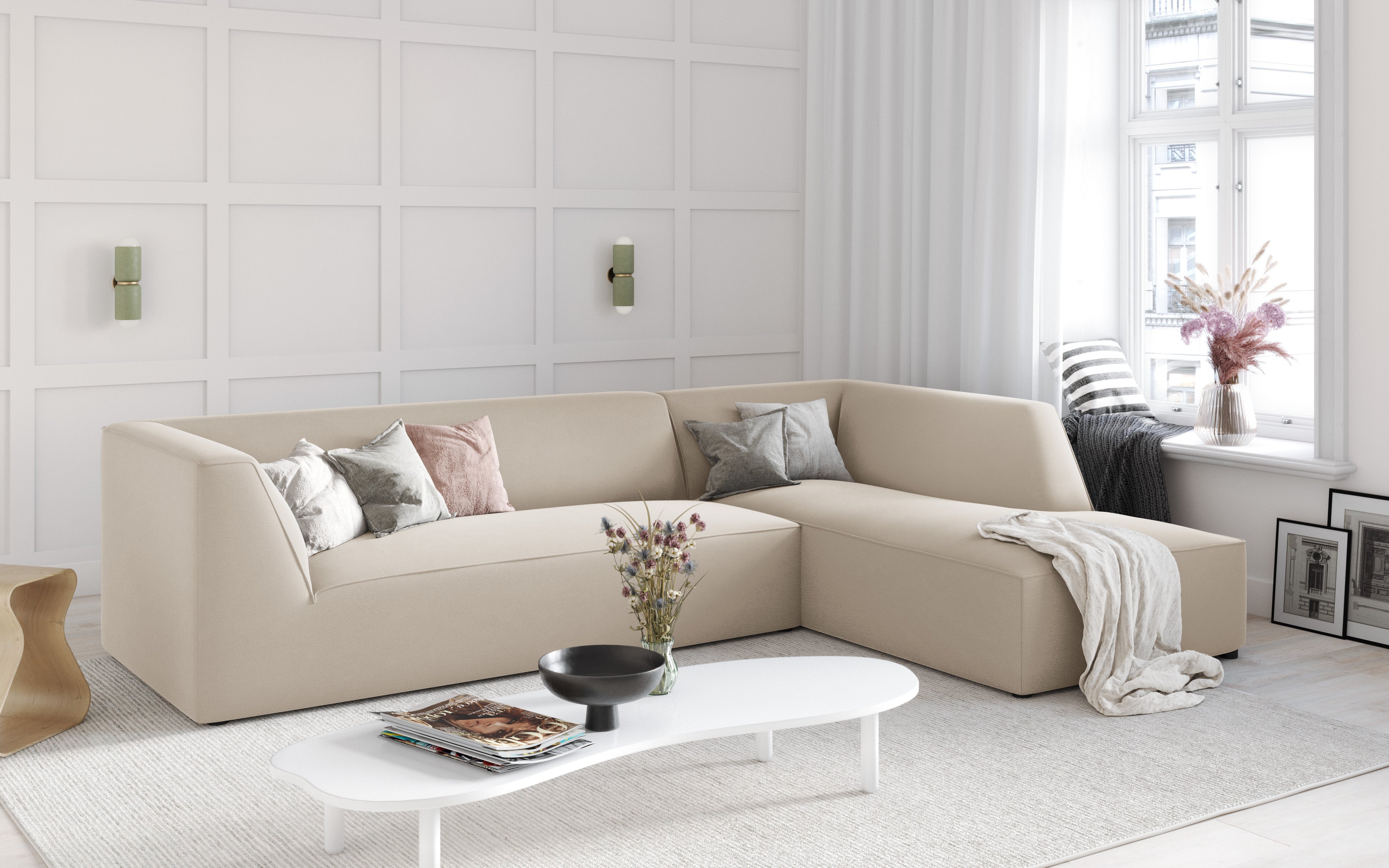 Ecksofa Ruby, 4 Sitze, 273x180cm, Material: Samt
