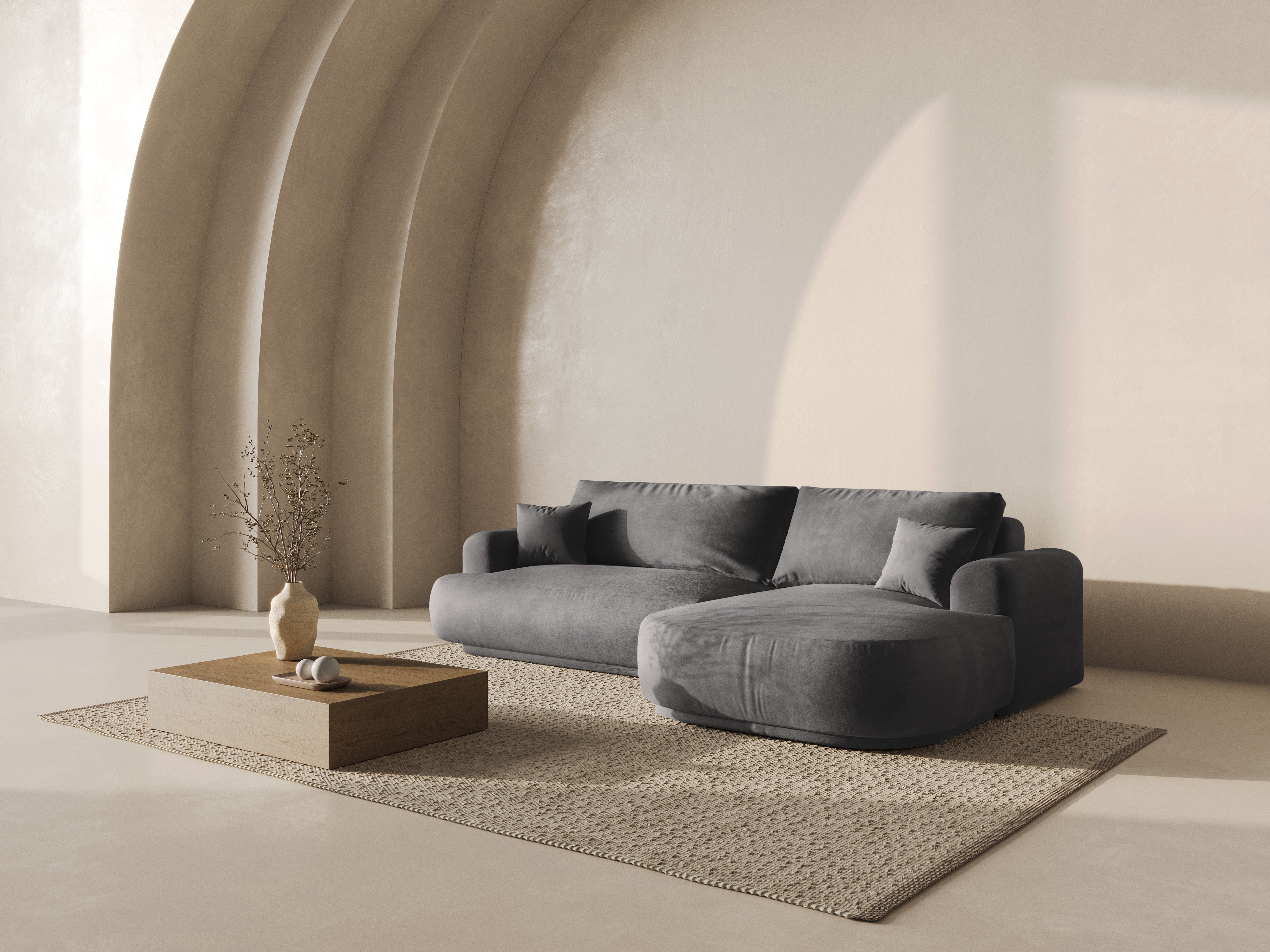 Ecksofa Ella 271x174cm, Material: Samt