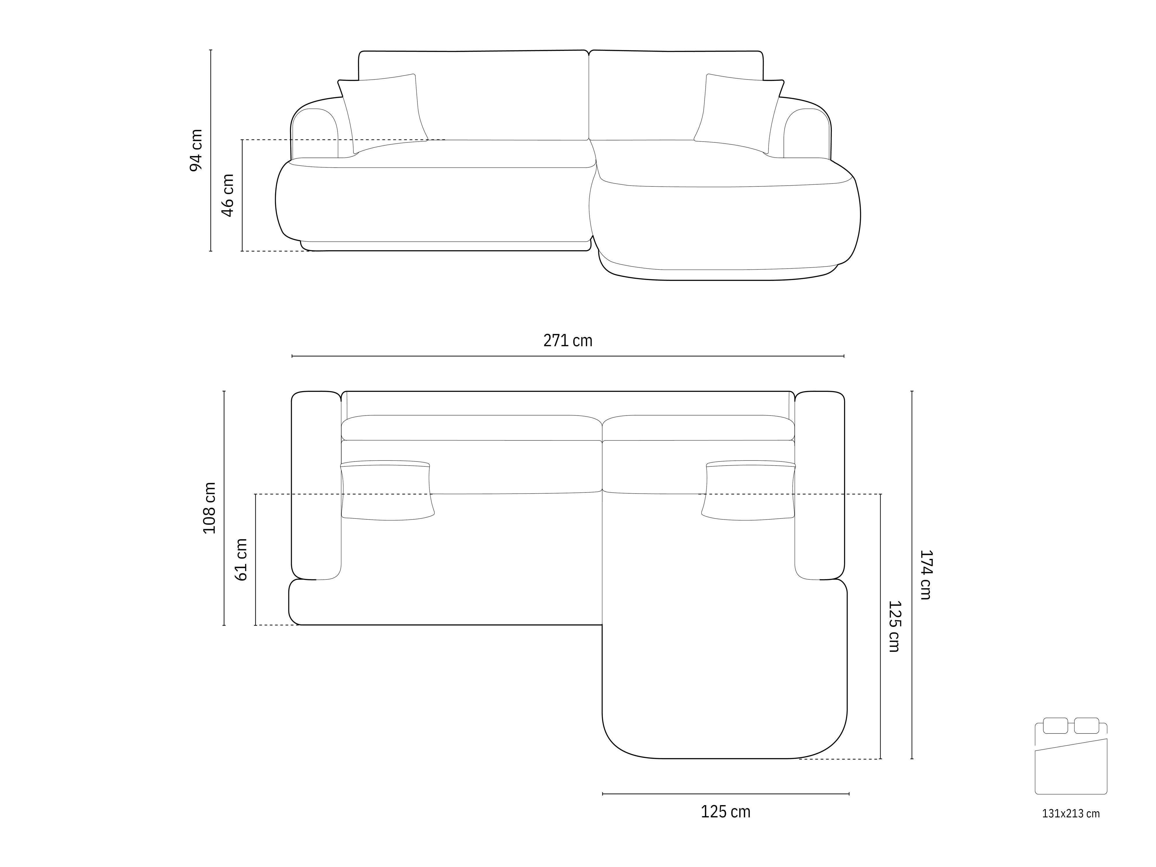 Ecksofa Ella 271x174cm, Material: Boucle