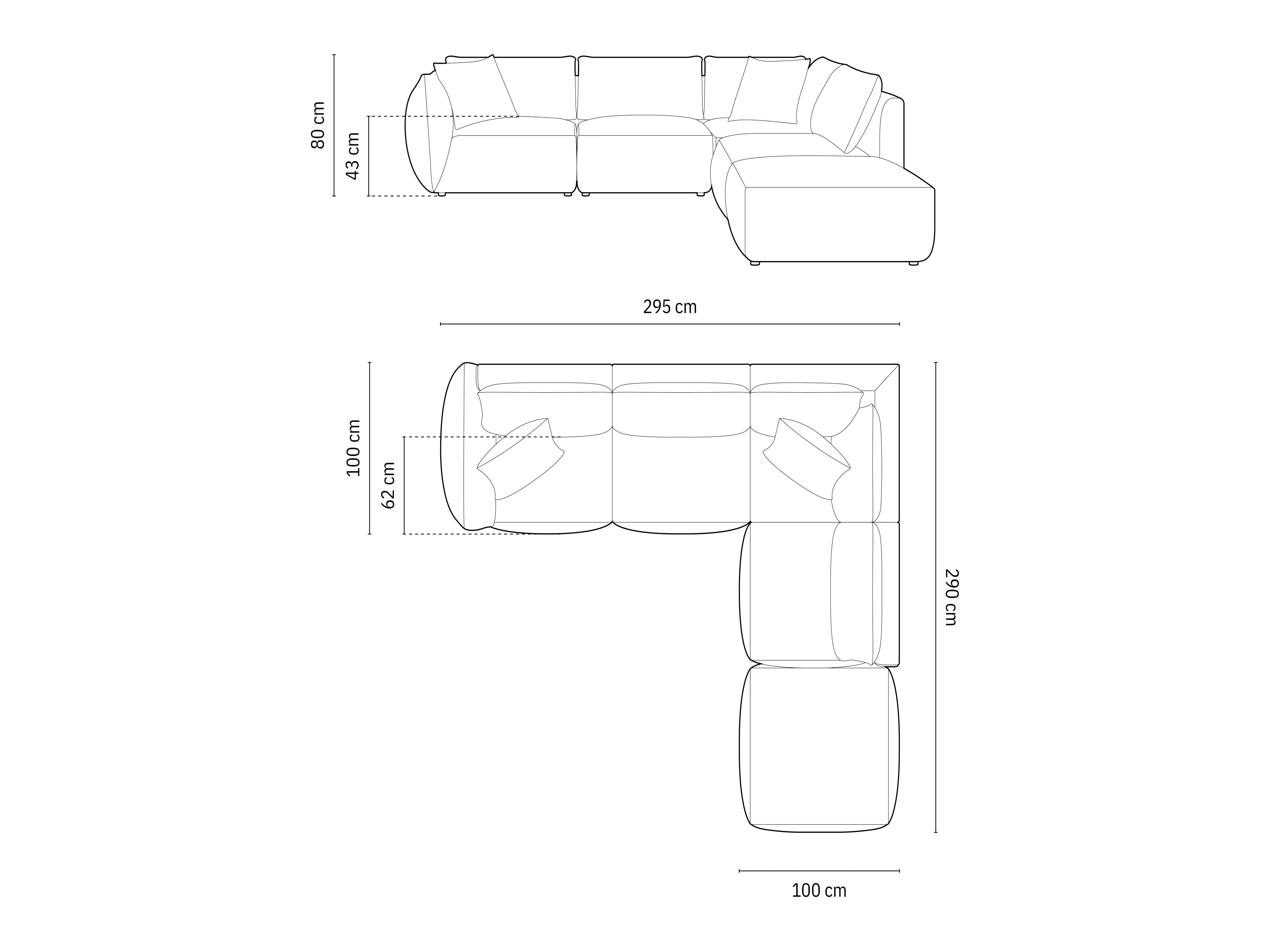 Ecksofa Chris 295x290cm, Material: Samt