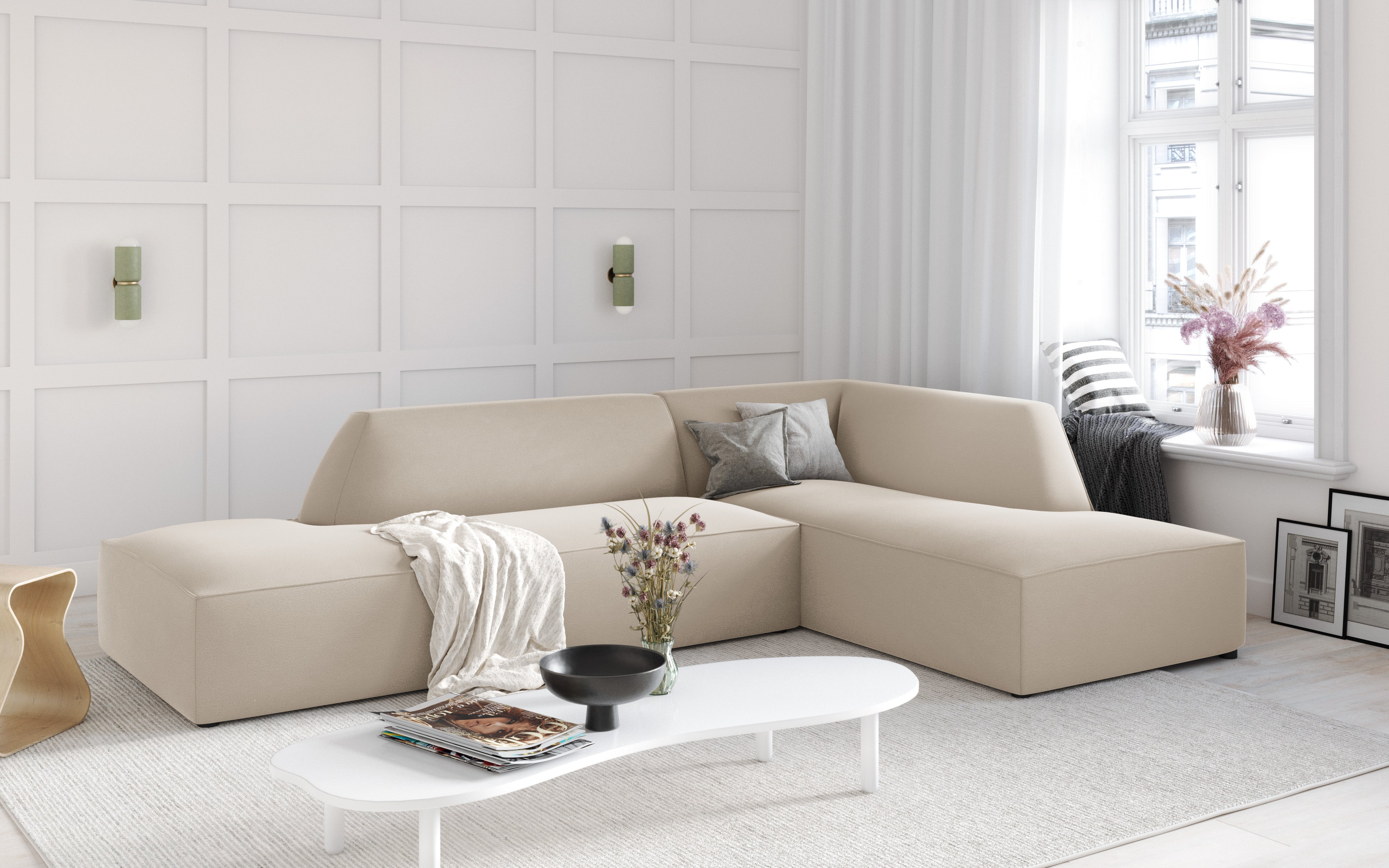 Ecksofa Ruby, 4 Sitze, 273x180cm, Material: Samt