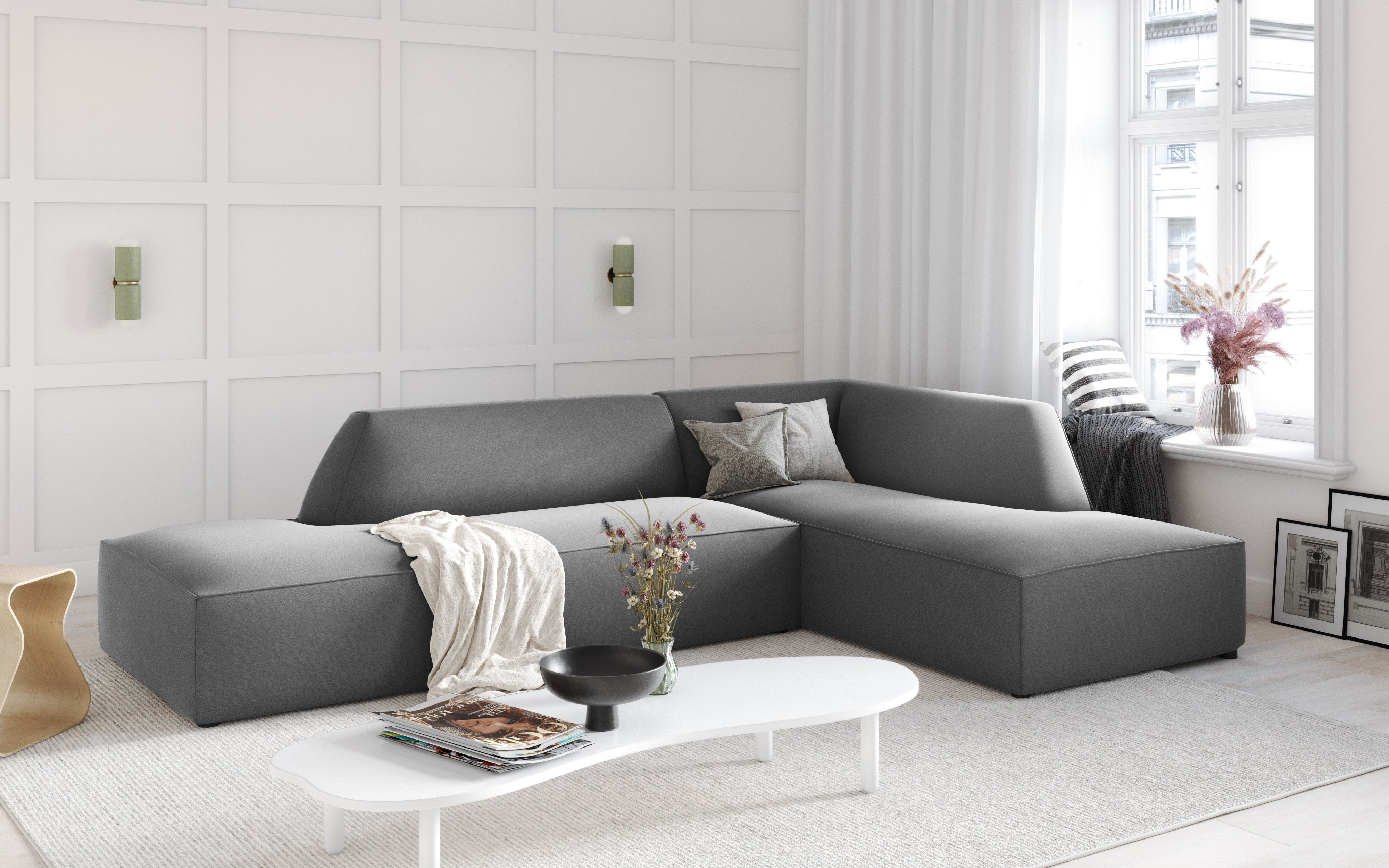 Ecksofa Ruby, 4 Sitze, 273x180cm, Material: Samt