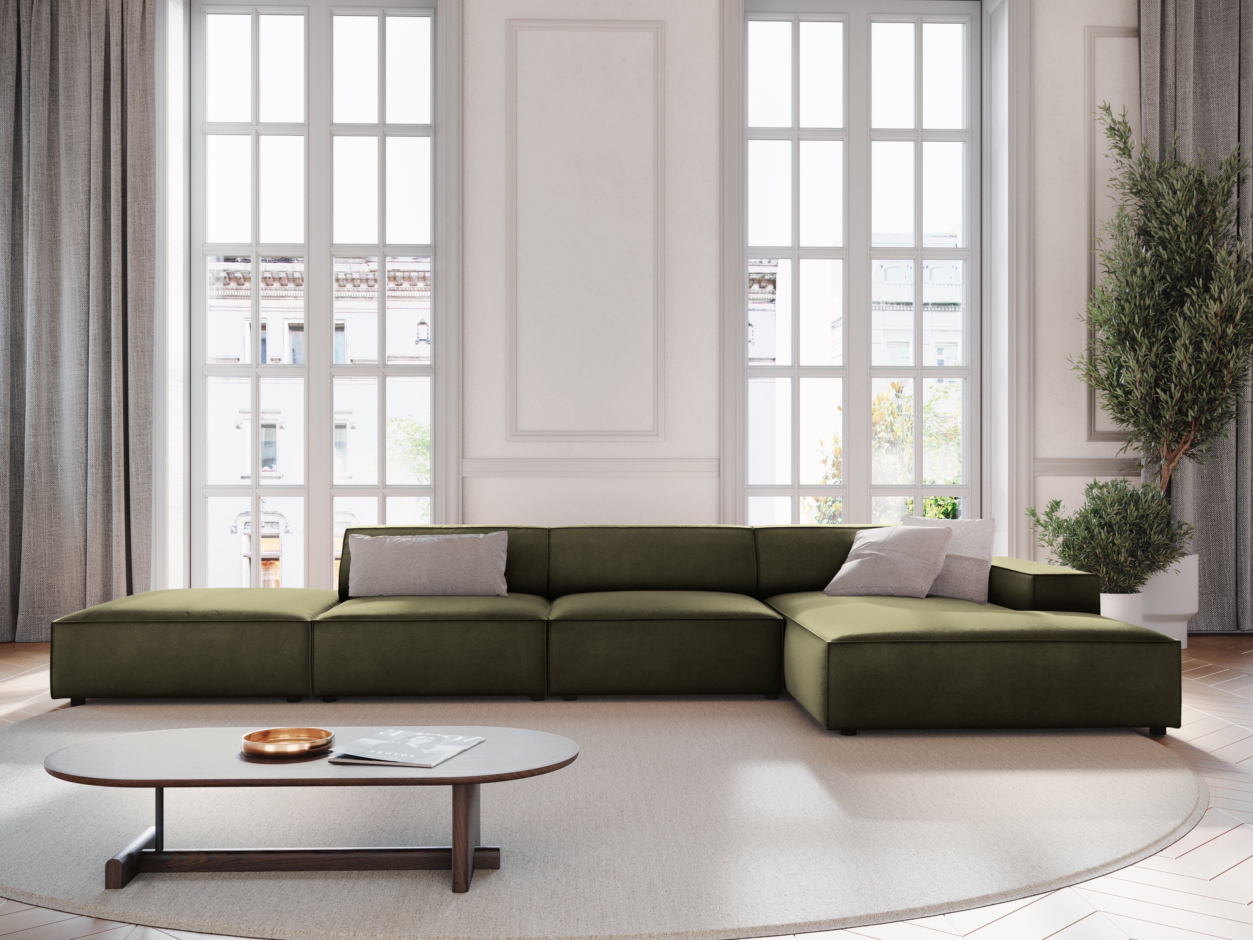 Ecksofa Jodie 341x166cm, Material: Samt