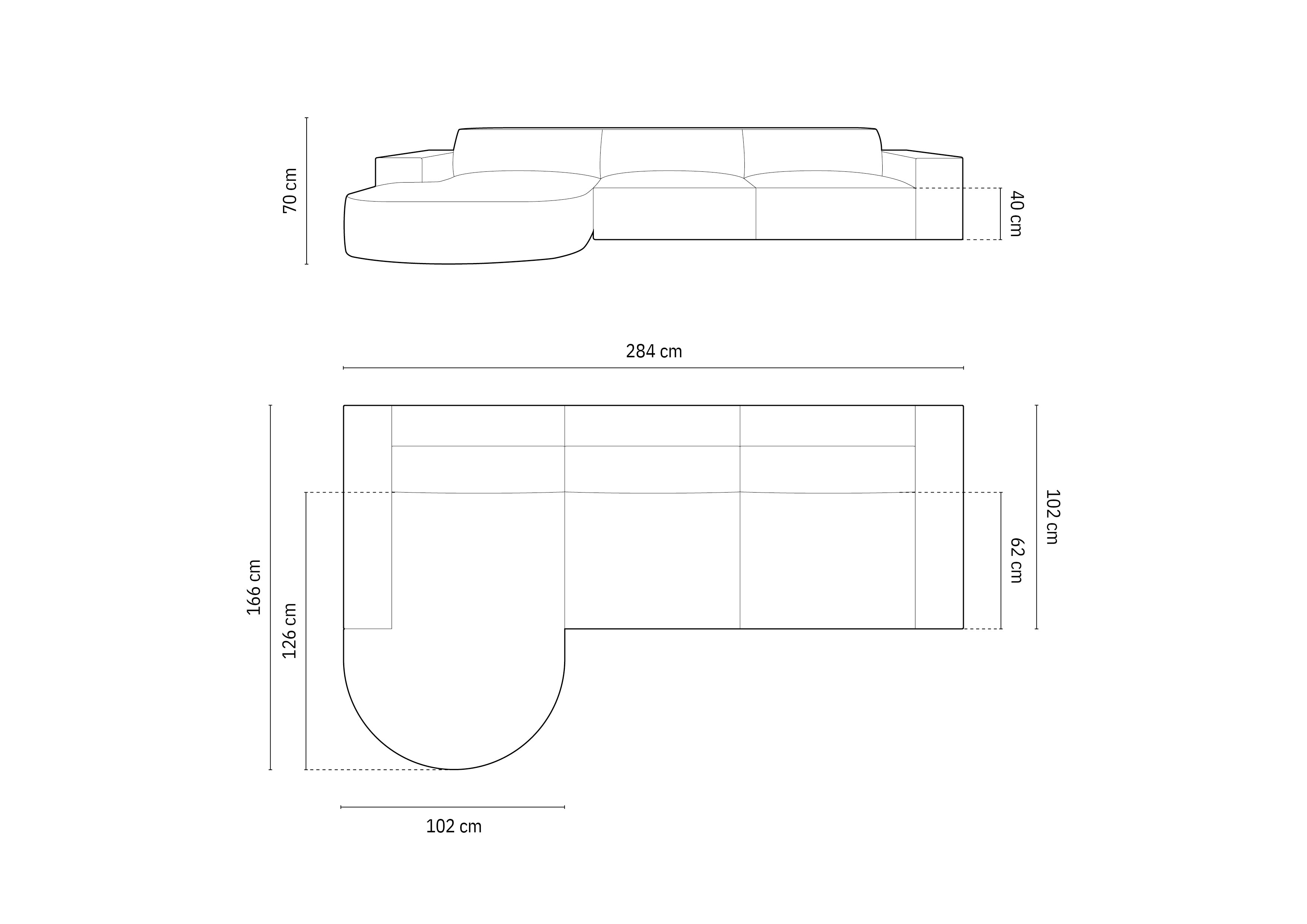 Ecksofa Jodie 284x166cm, Material: Samt