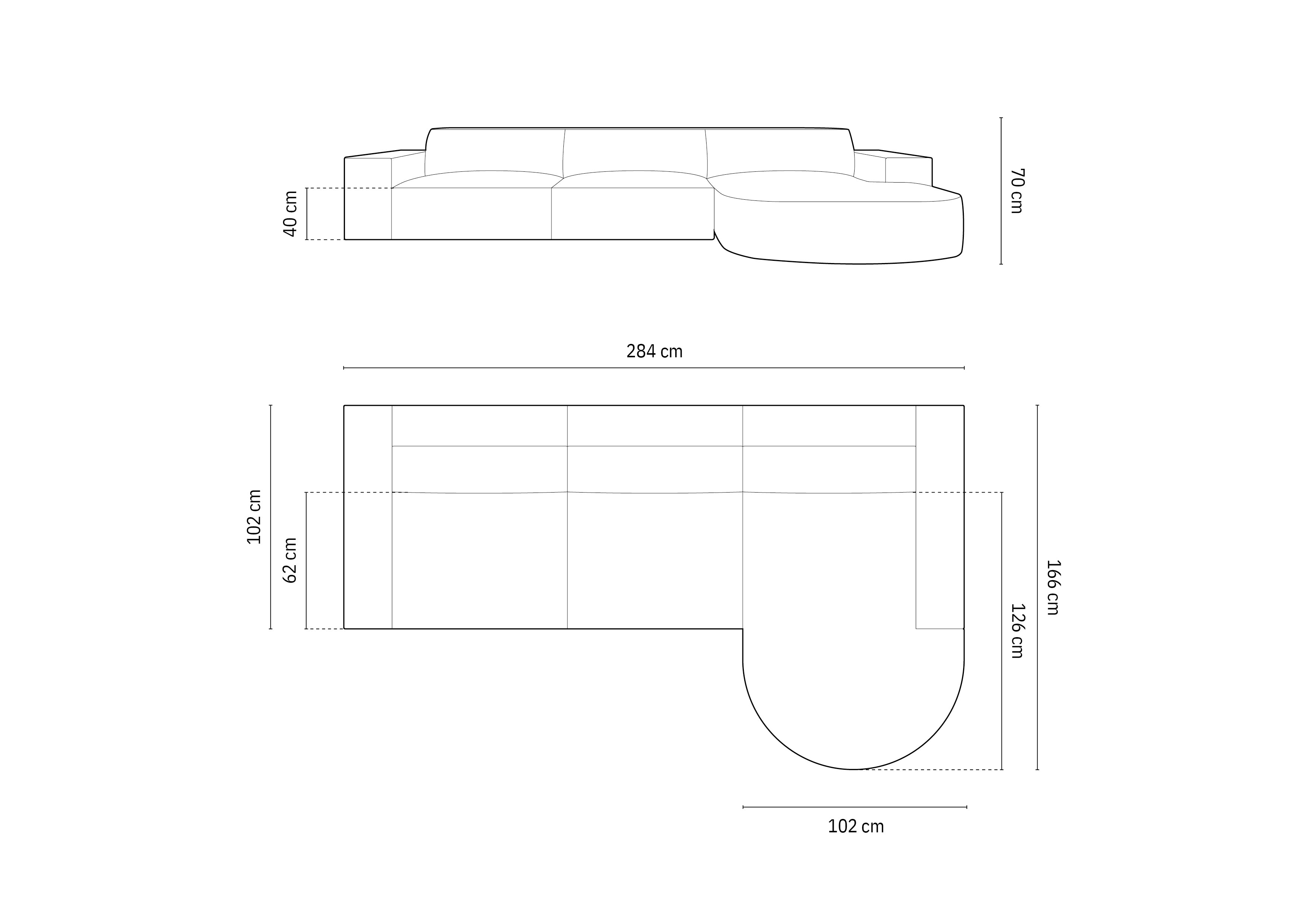 Ecksofa Jodie 284x166cm, Material: Samt
