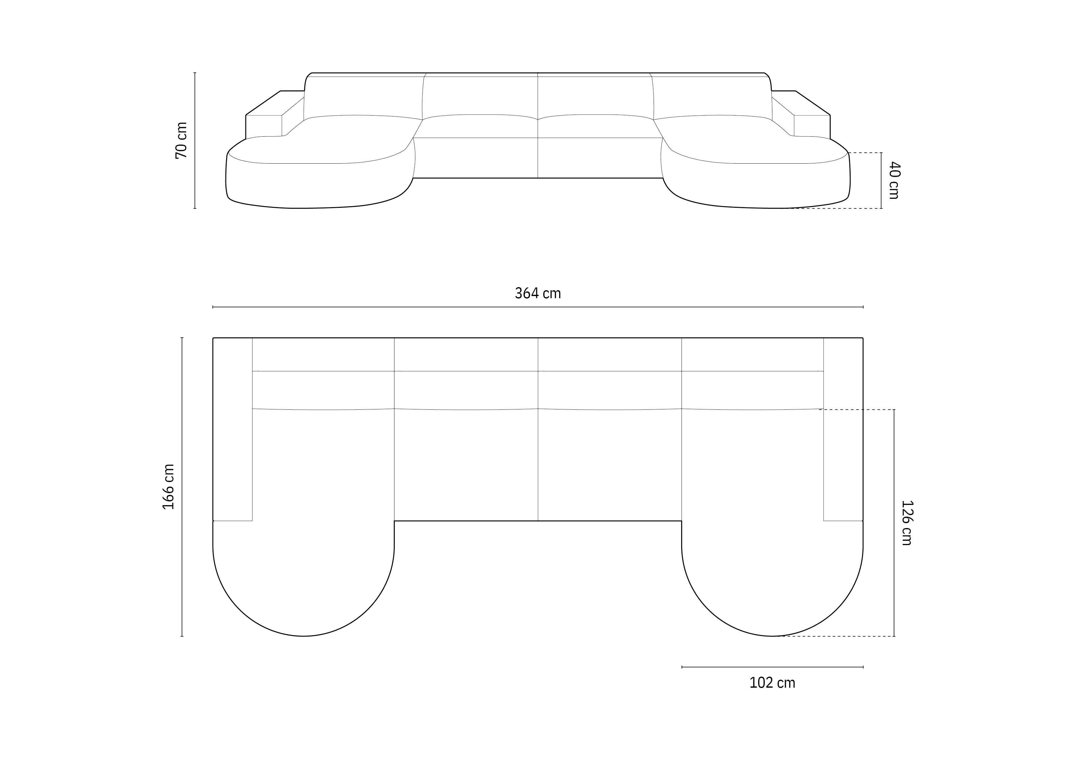 Jodie-Set 364x166cm, Material: Samt