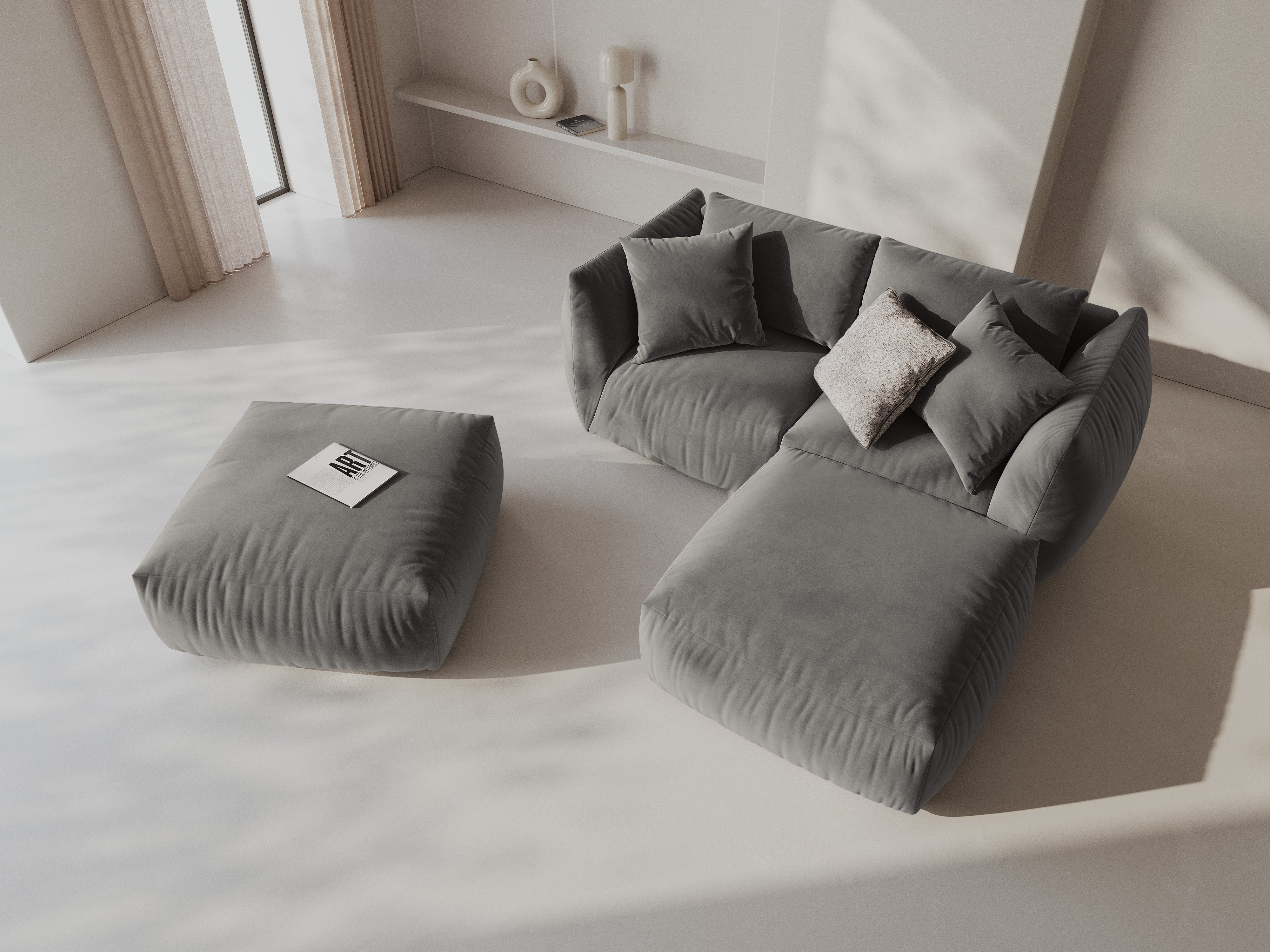 Modulares Ecksofa Chris 220x200cm, Material: Samt