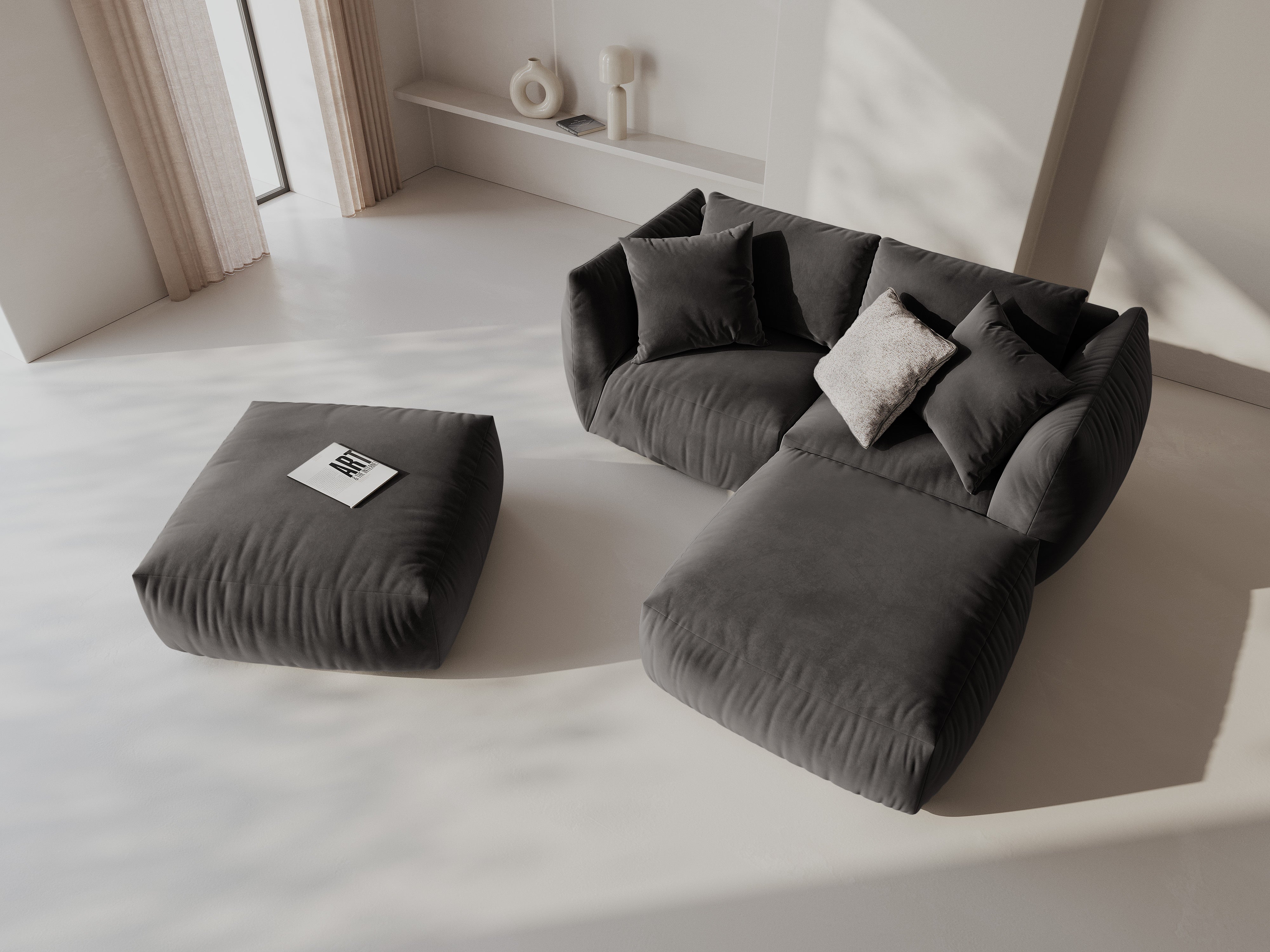 Modulares Ecksofa Chris 220x200cm, Material: Samt