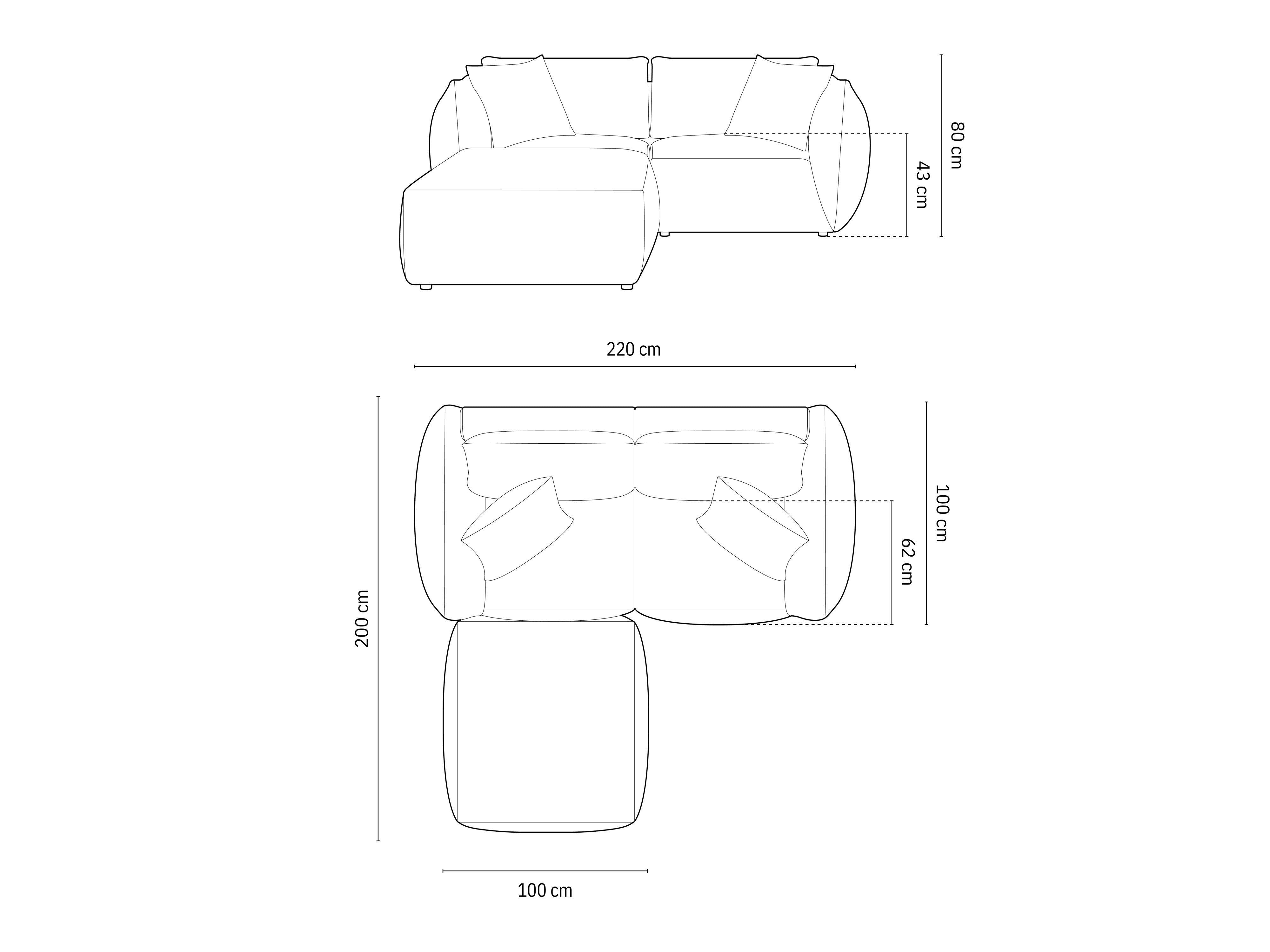 Modulares Eckset Chris 220x200cm, Material: Strukturstoff