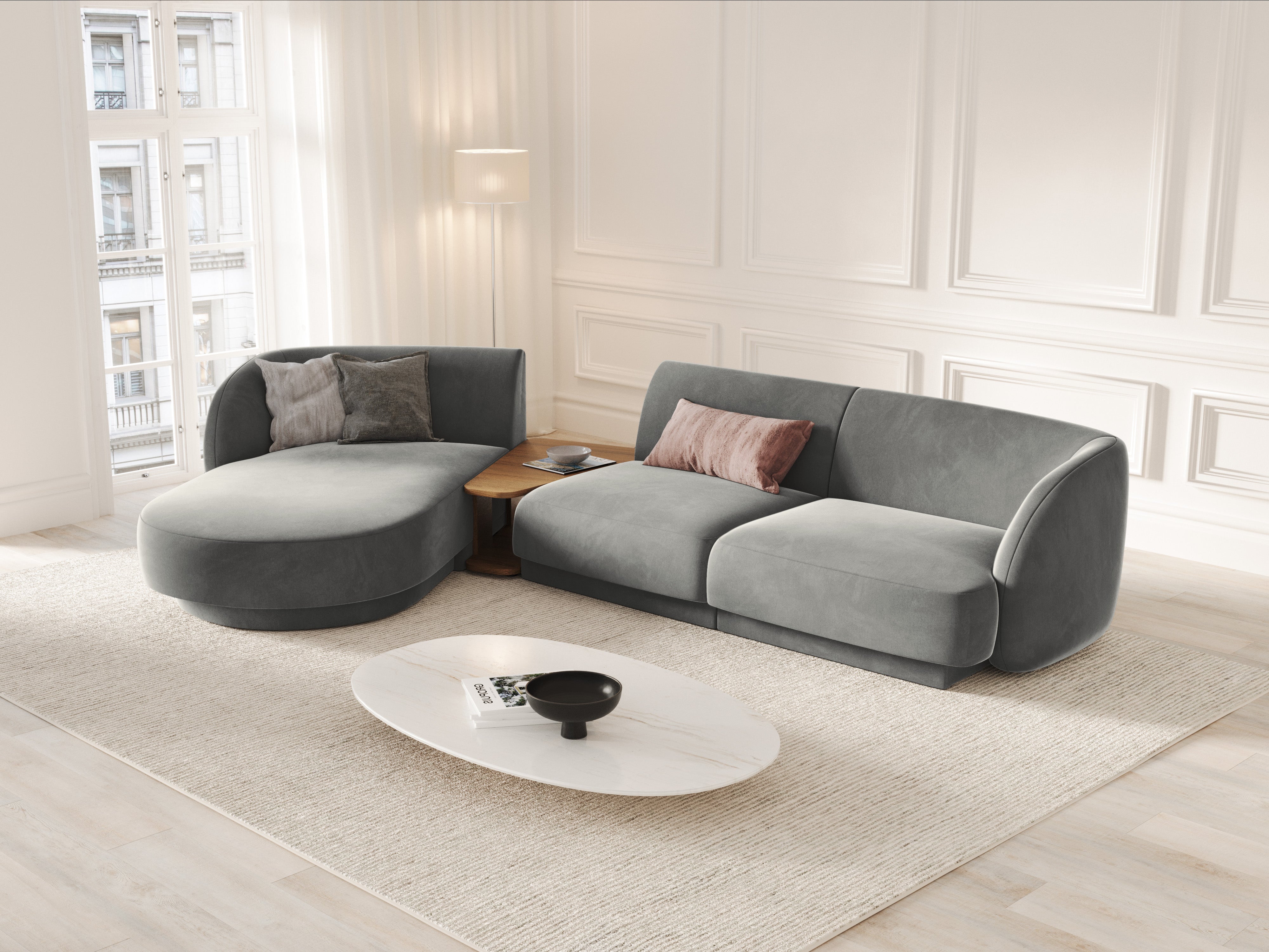 Ecksofa Miley 303x178cm, Material: Samt