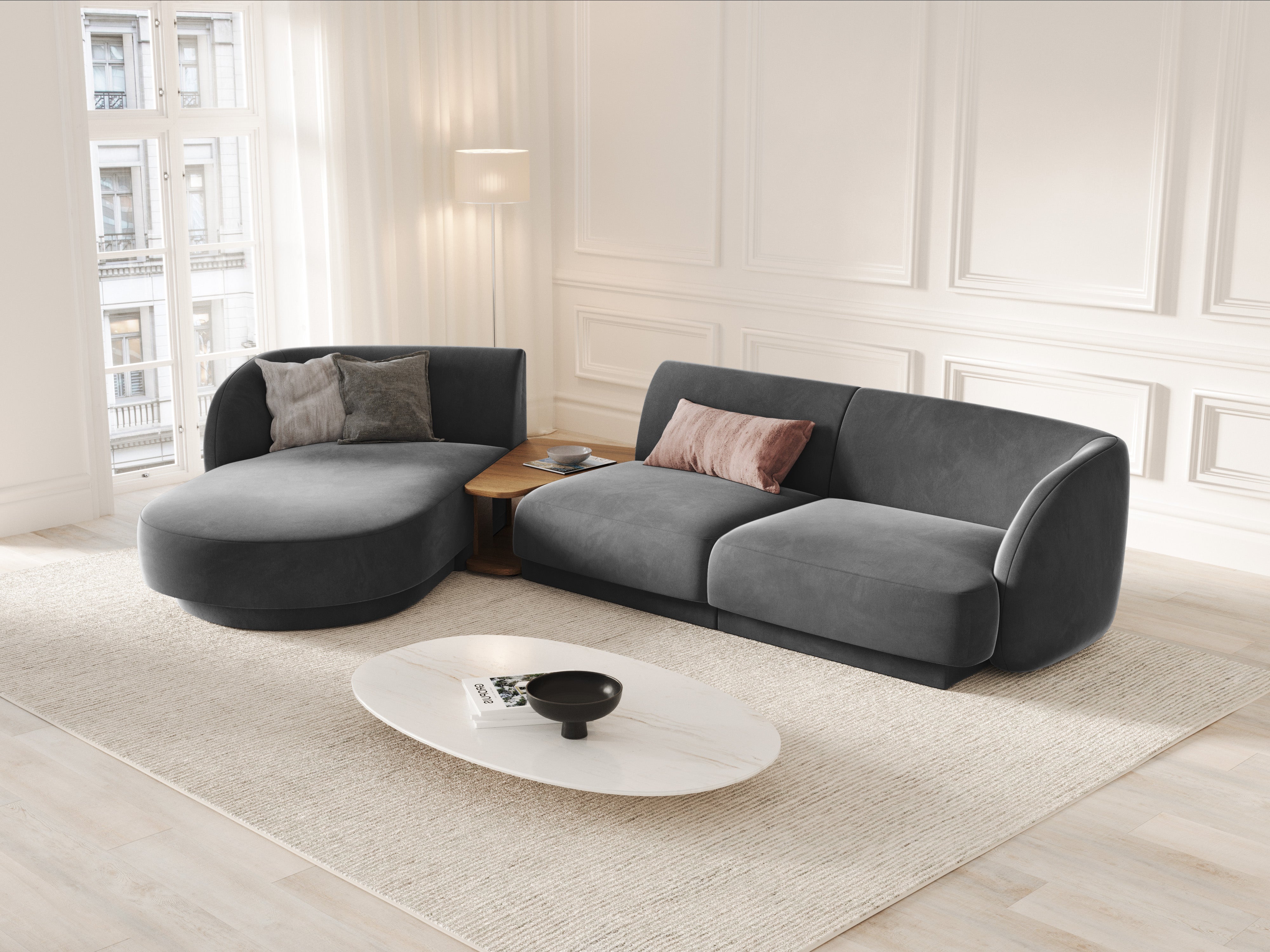 Ecksofa Miley 303x178cm, Material: Samt