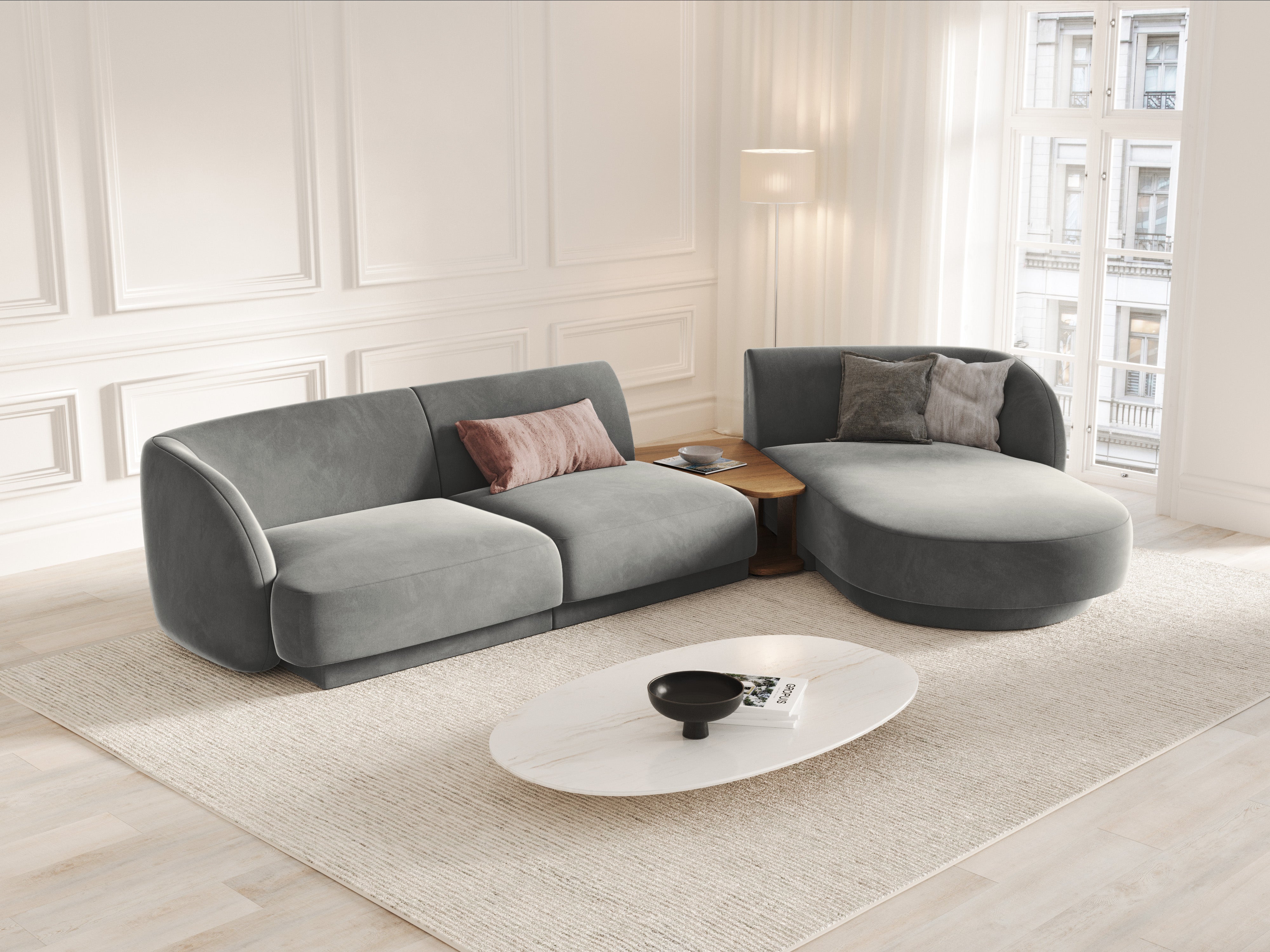 Ecksofa Miley 303x178cm, Material: Samt