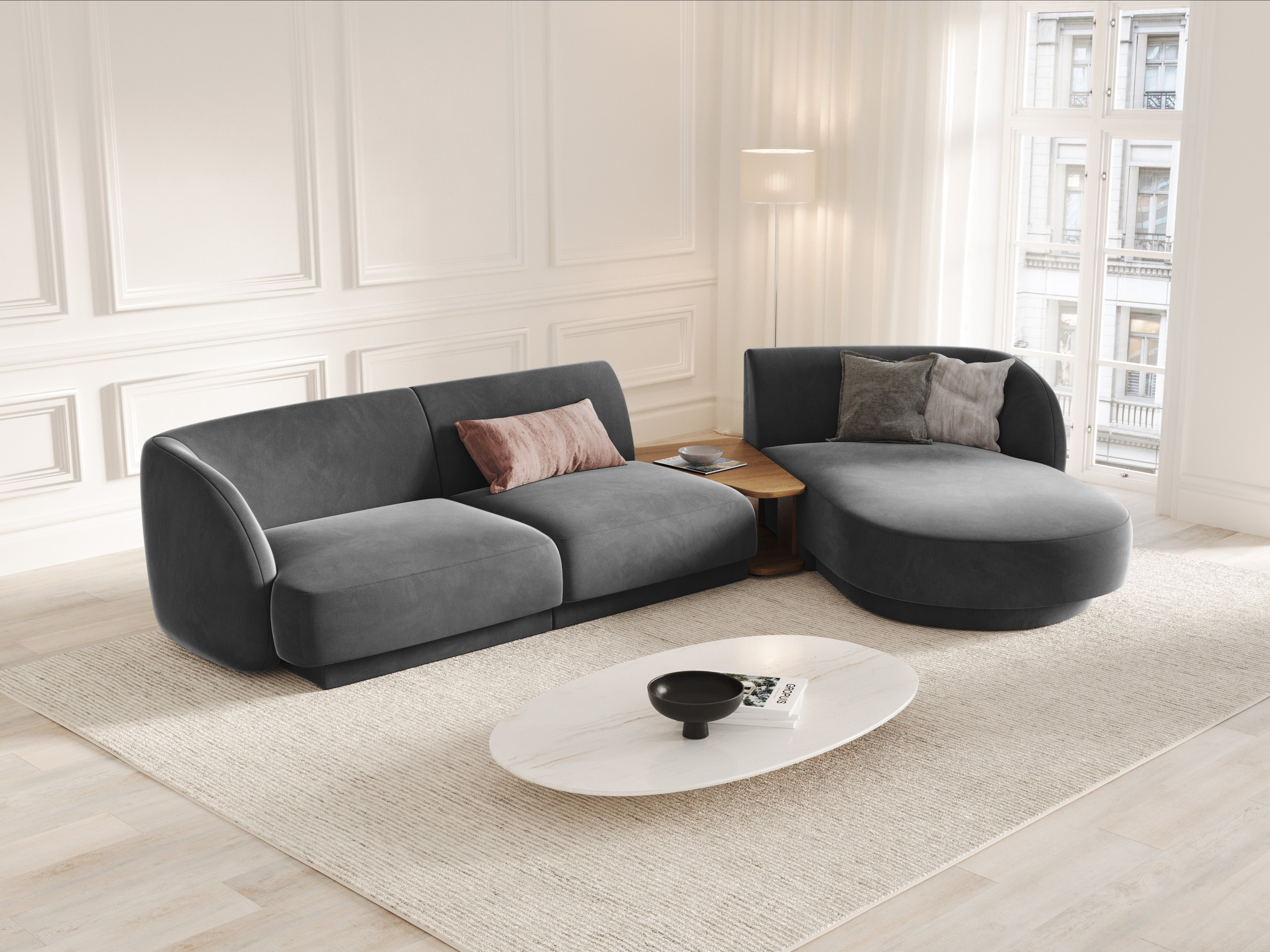 Ecksofa Miley 303x178cm, Material: Samt