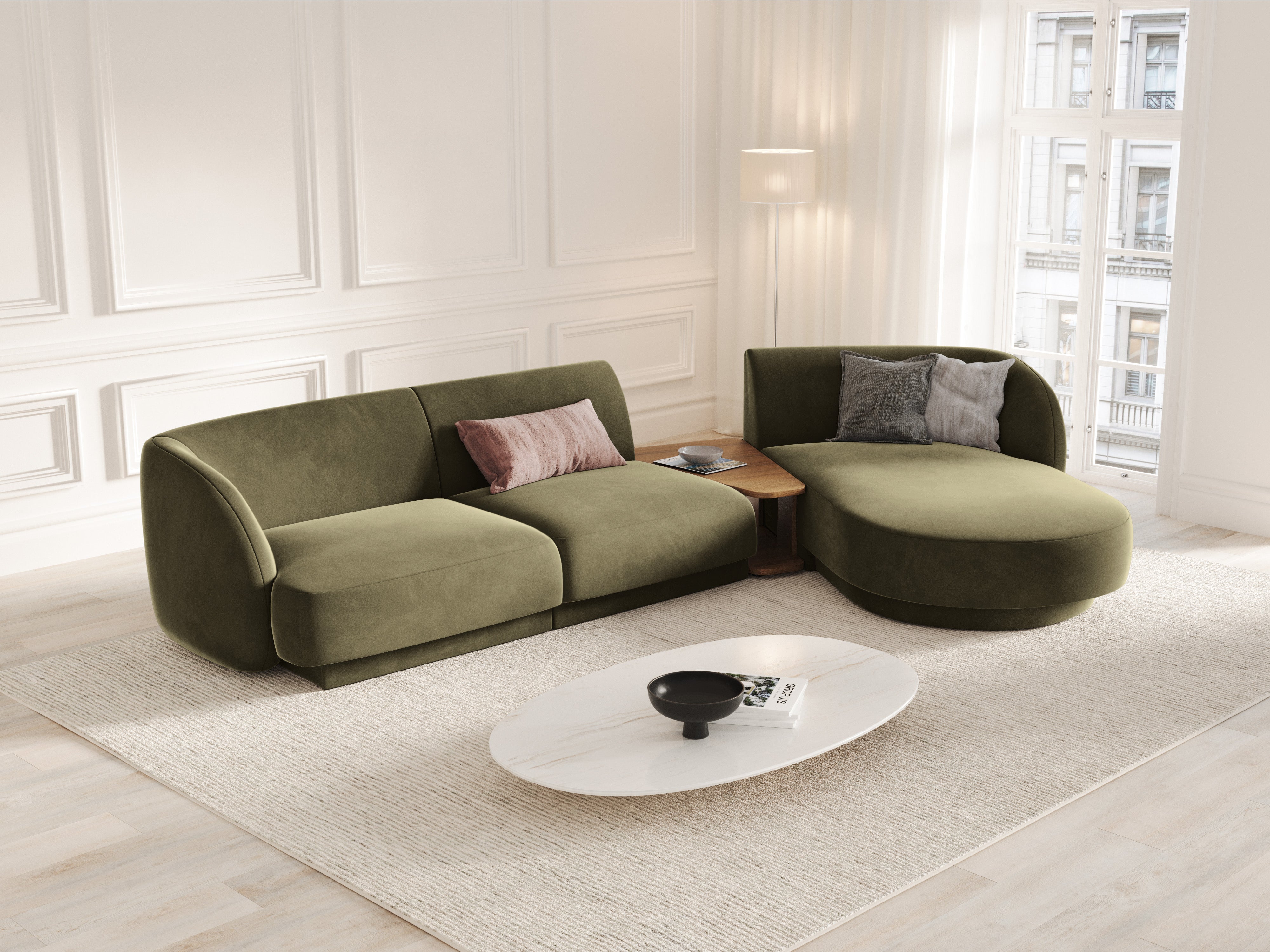 Ecksofa Miley 303x178cm, Material: Samt
