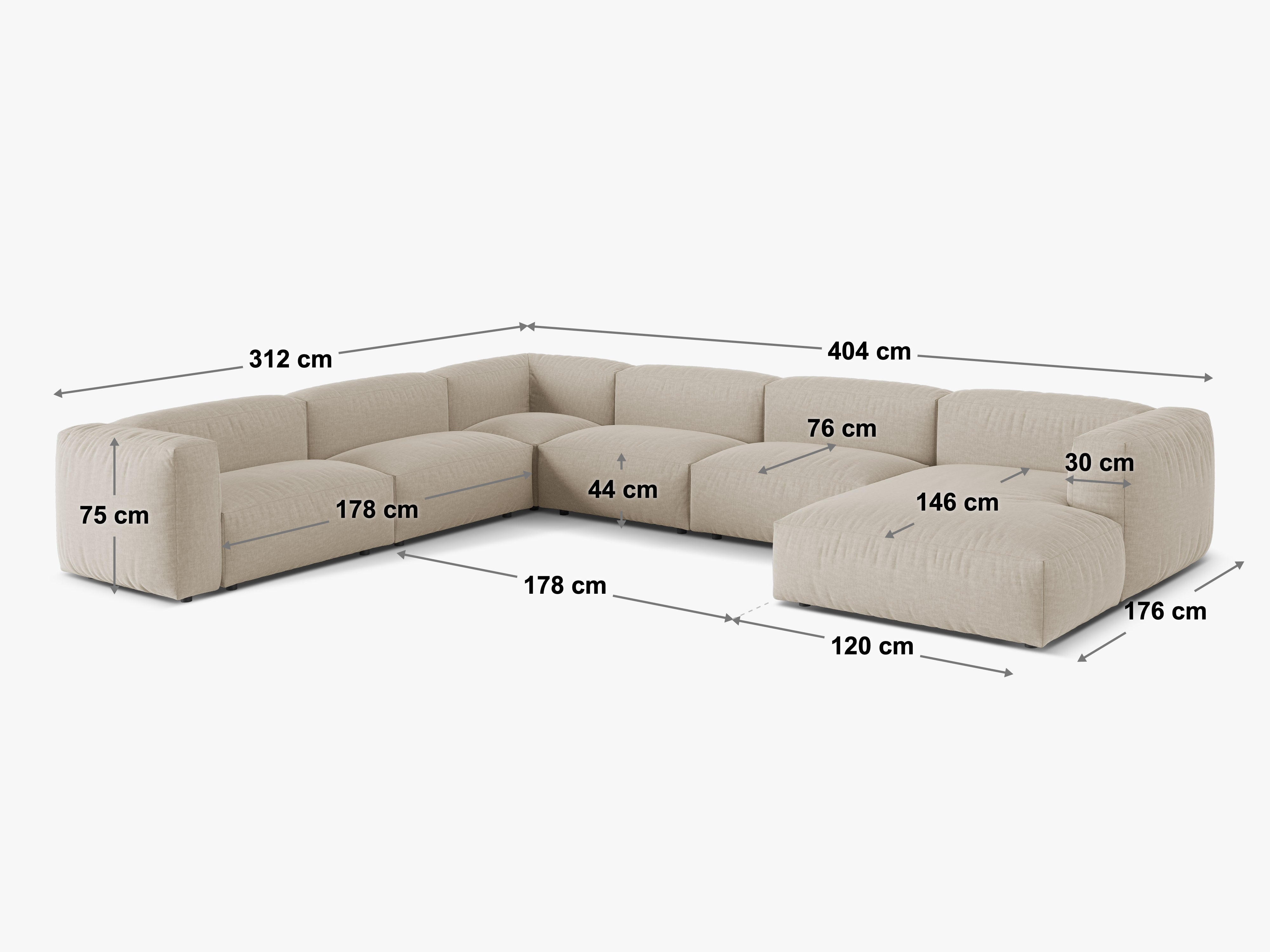 Eckgarnitur Martina, 404x312cm, Material: Boucle