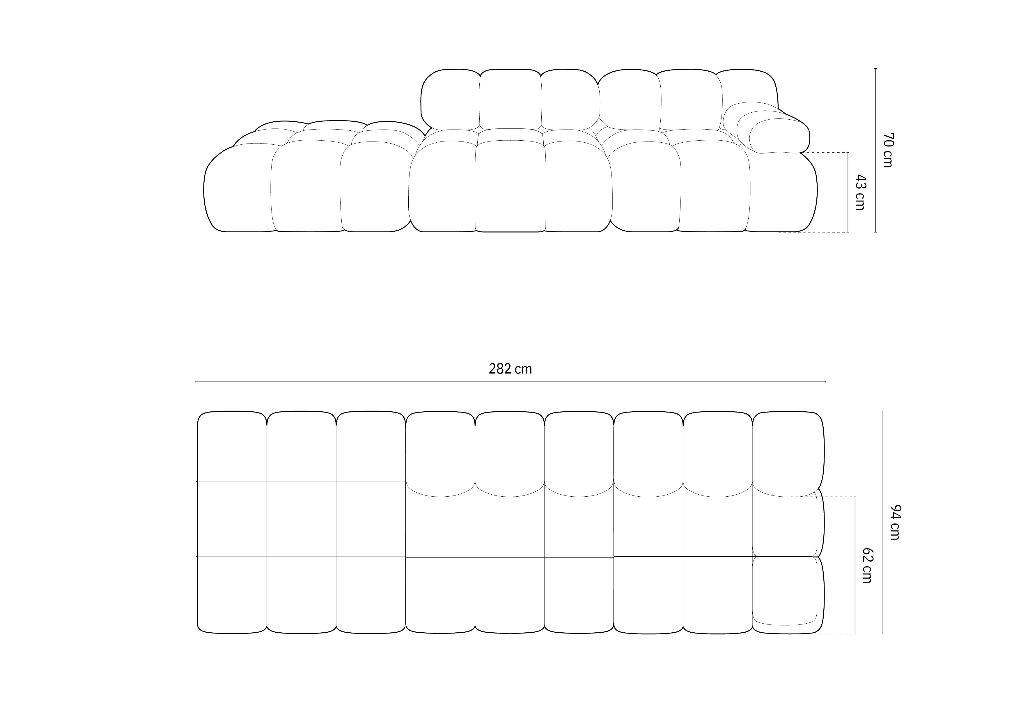 Bellis Modulares Sofa 282x94cm, Material: Bouclé