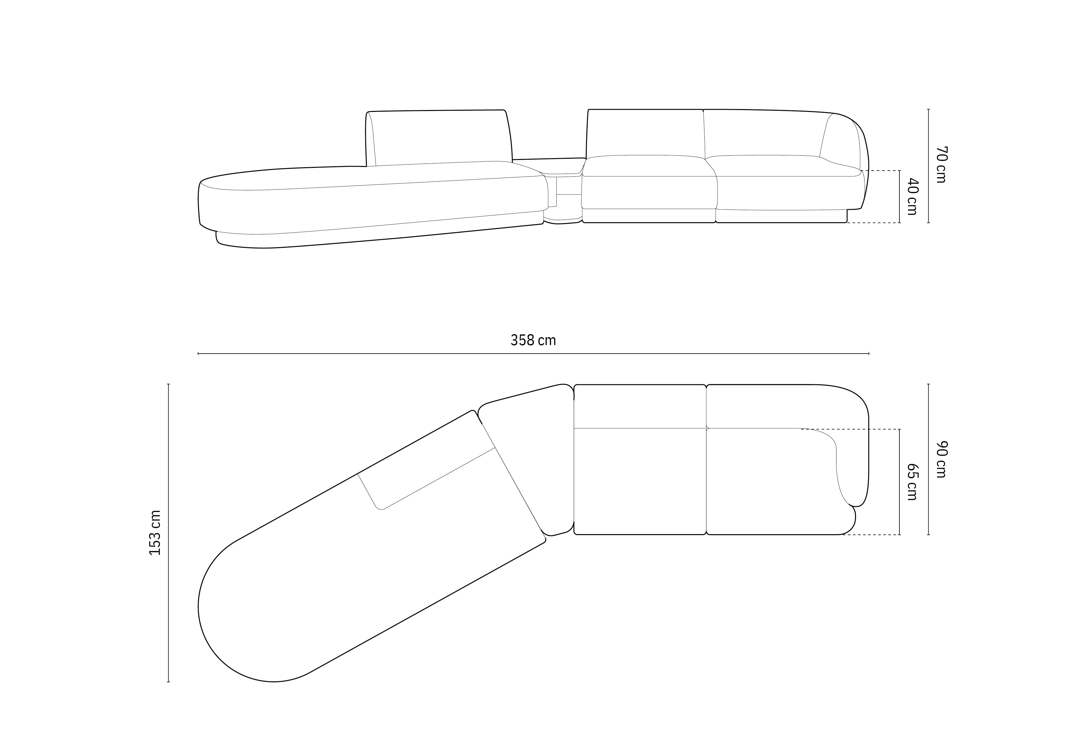 Sofa Miley 358x153cm, Material: Samt