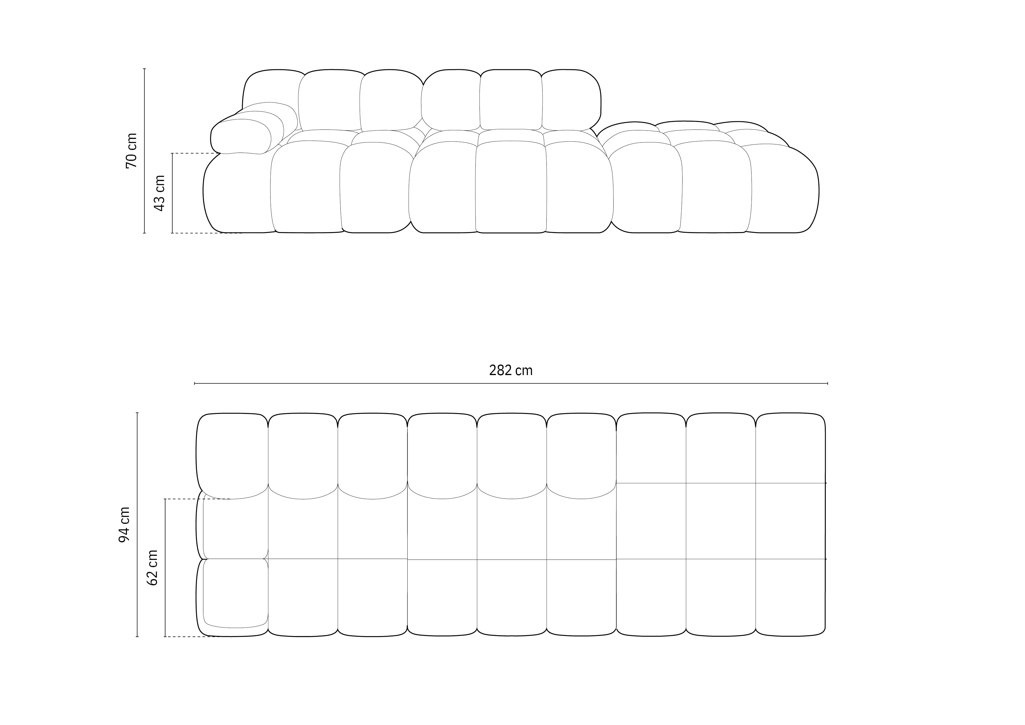 Bellis Modulares Sofa 282x94cm, Material: Bouclé