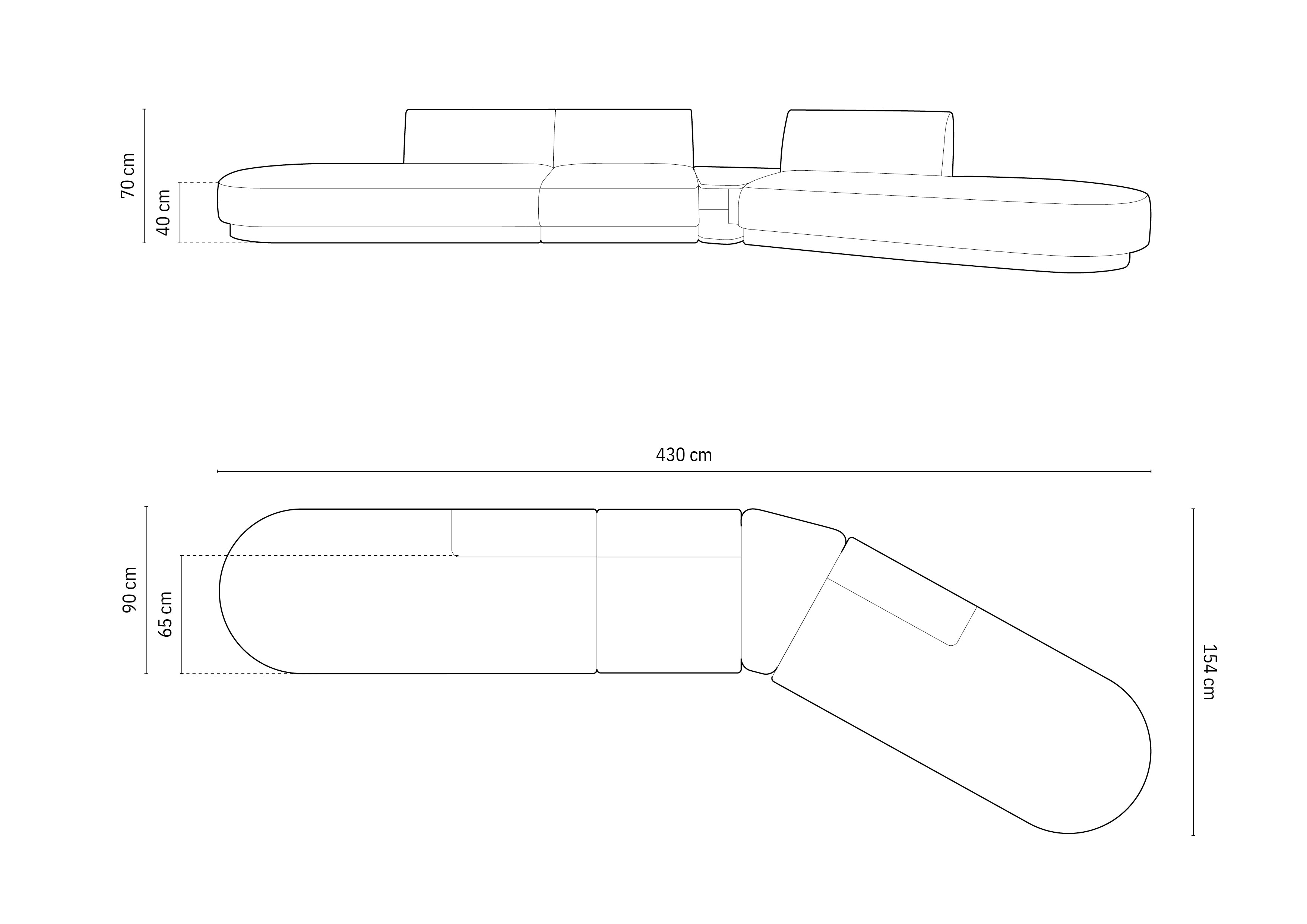 Sofa Miley 430x154cm, Material: Samt
