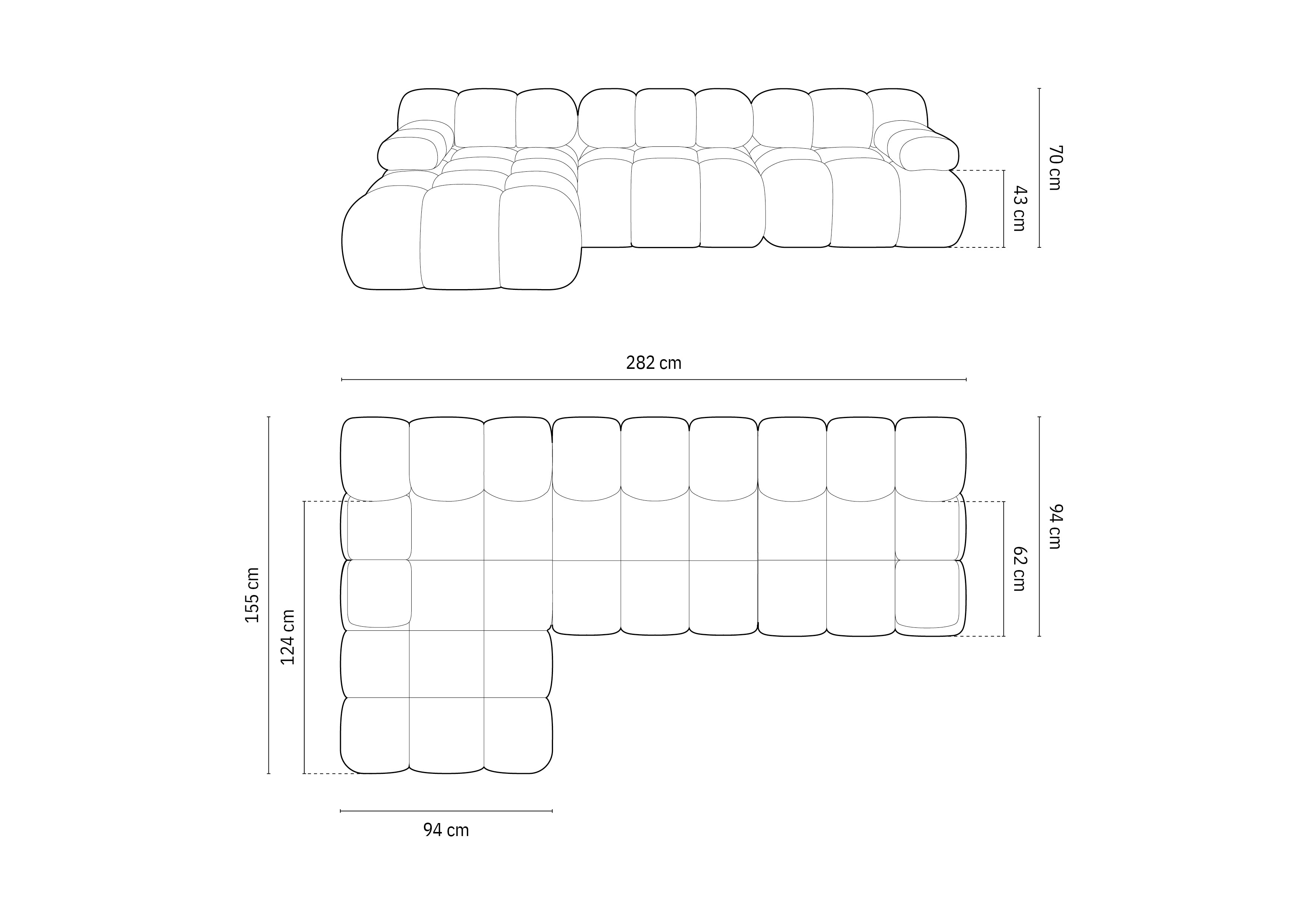 Bellis Modulares Sofa 282x155cm, Material: Bouclé