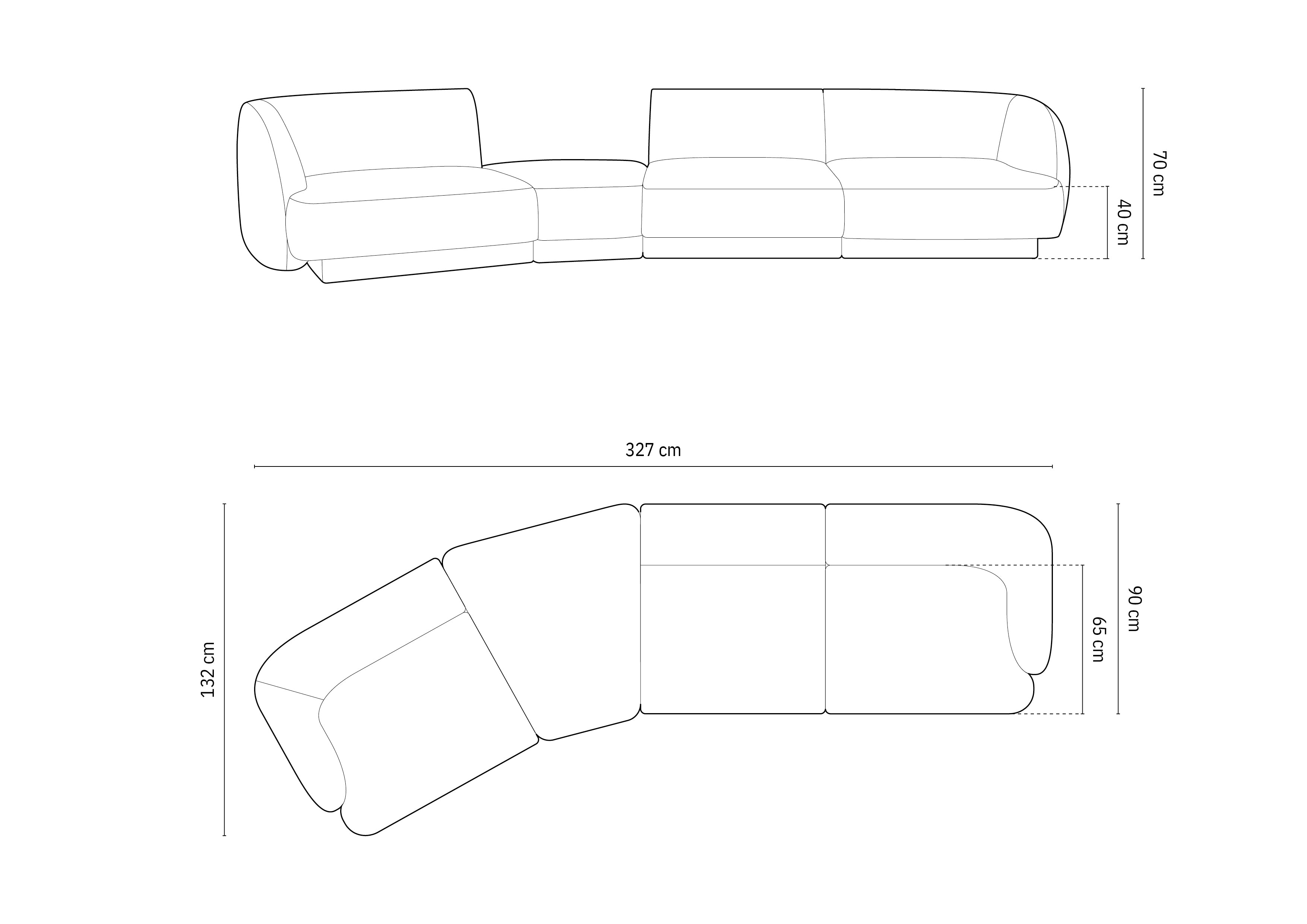 Sofa Miley 327x132cm, Material: Samt