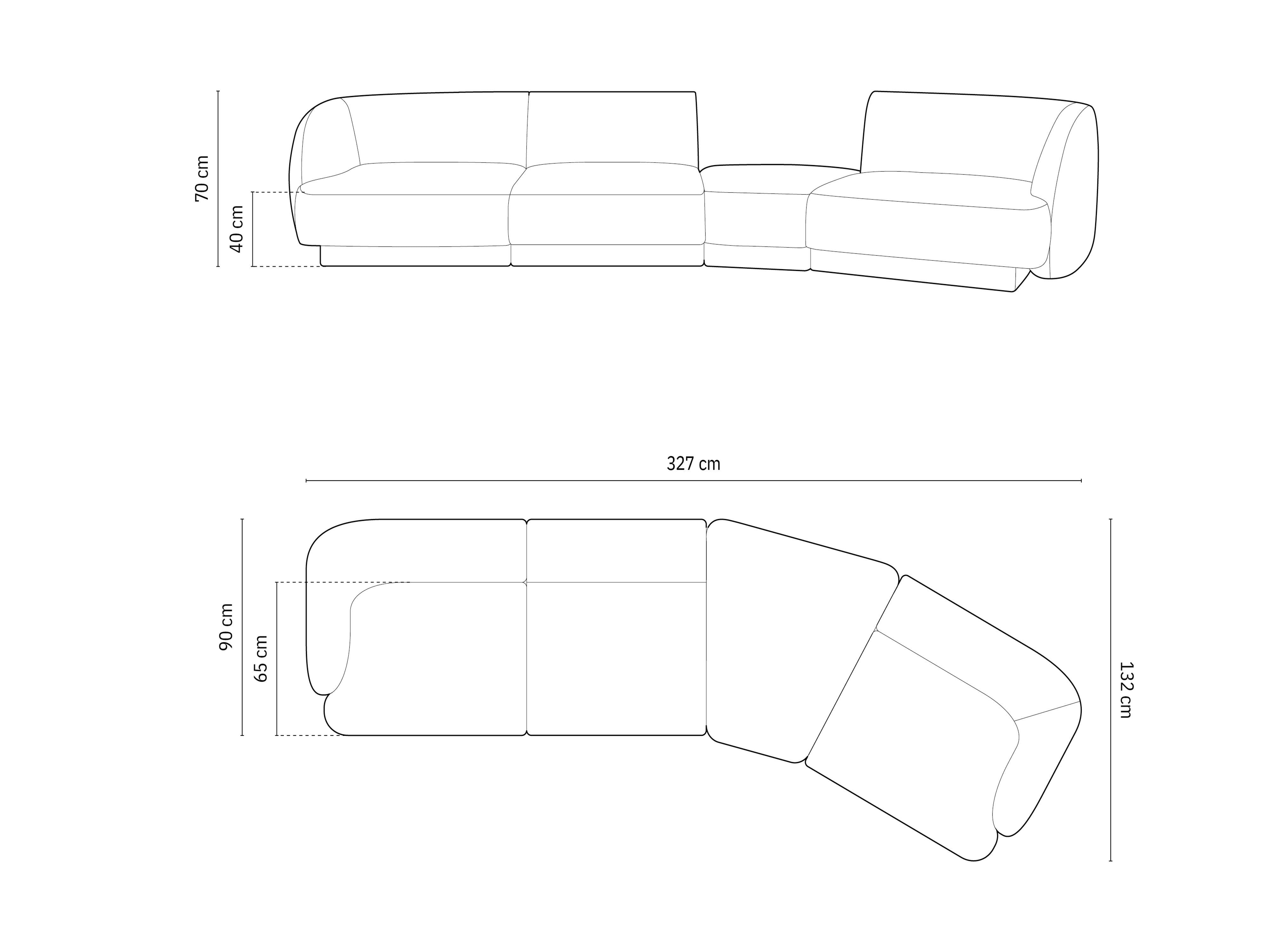 Sofa Miley 327x132cm, Material: Samt