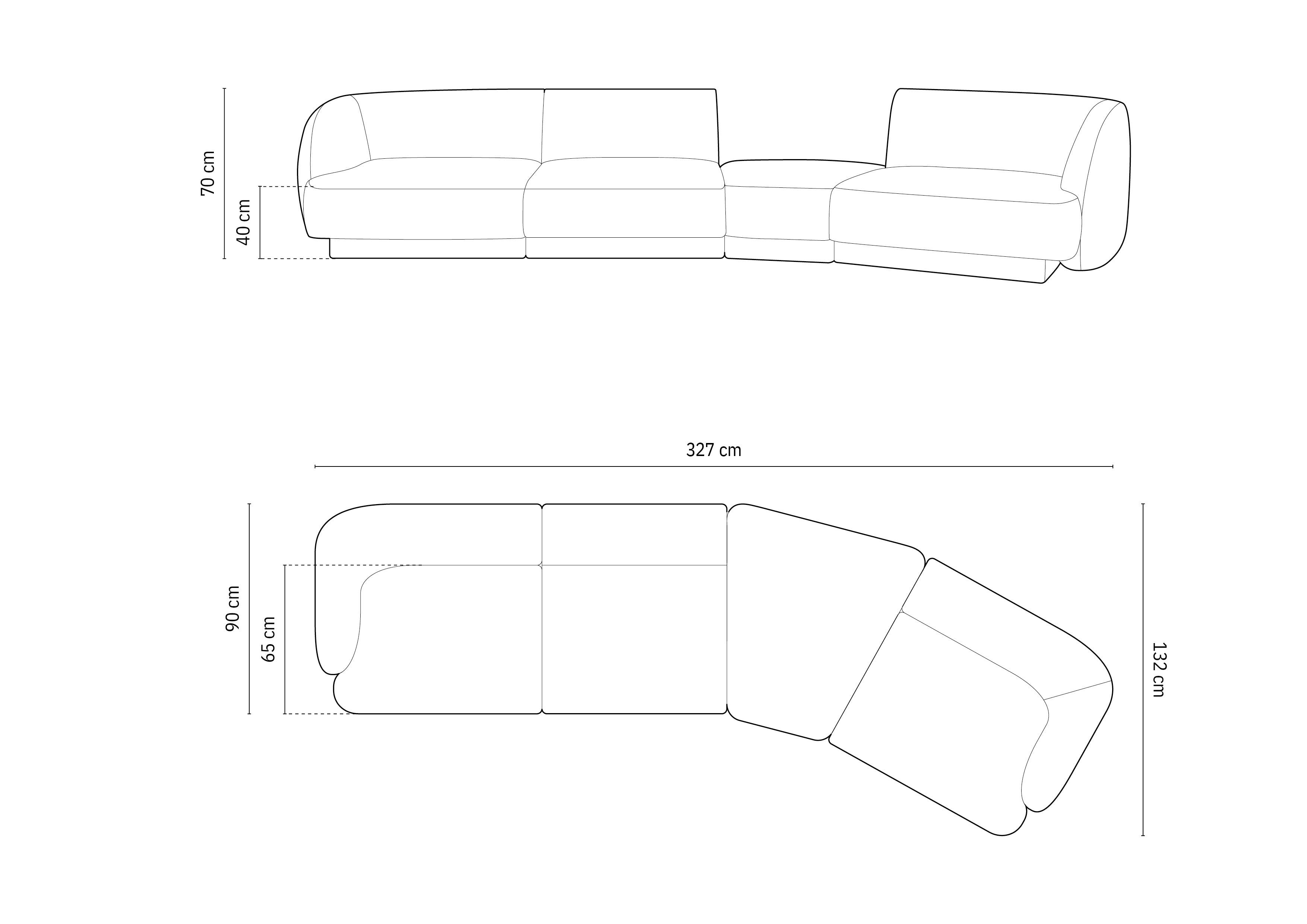 Sofa Miley 327x132cm, Material: Samt