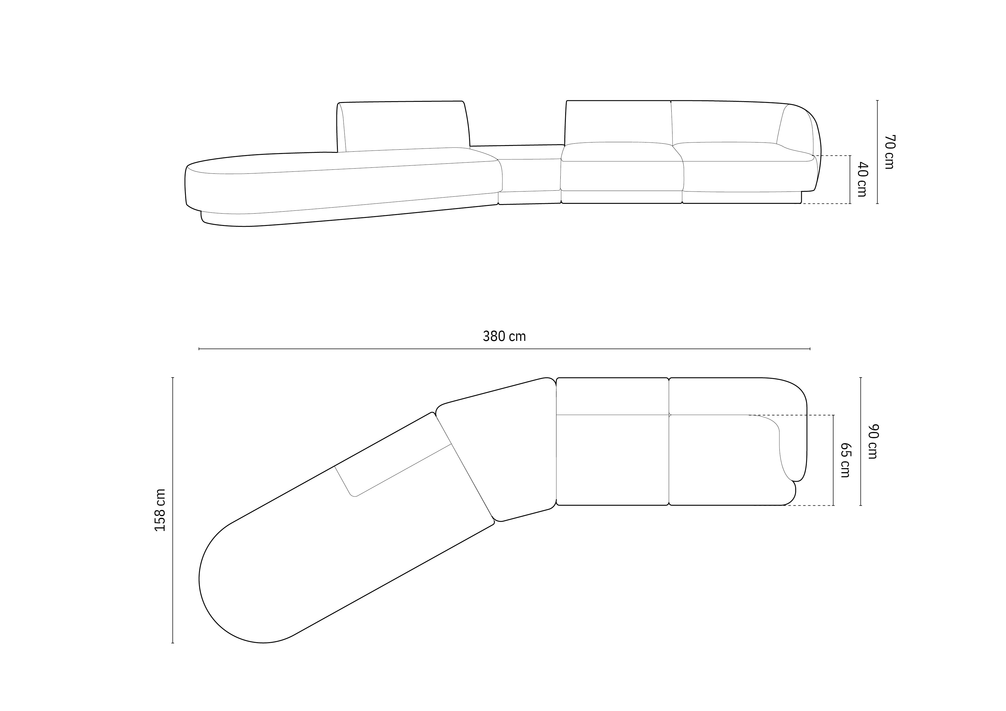 Sofa Miley 380x158cm, Material: Samt