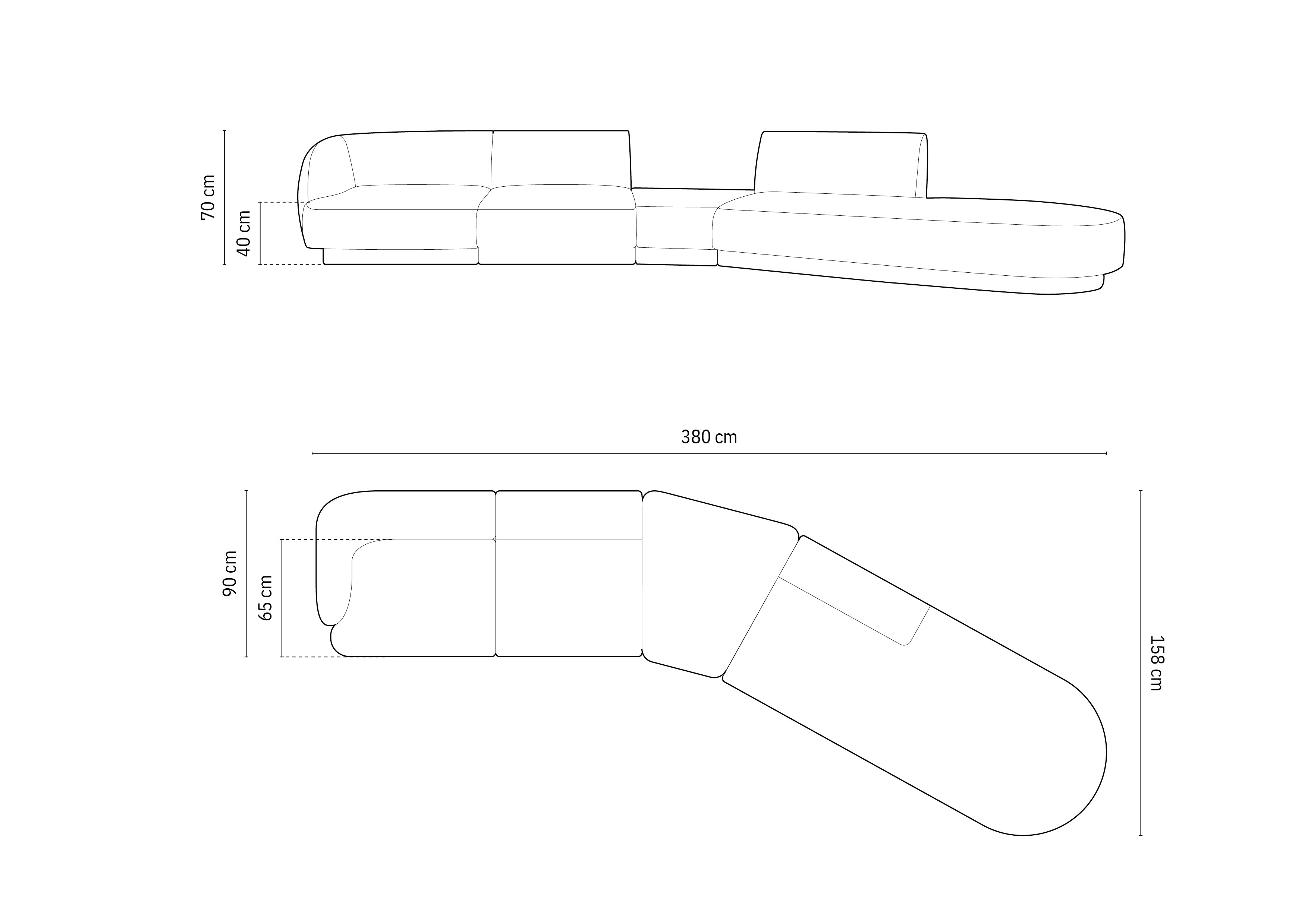Sofa Miley 380x158cm, Material: Samt