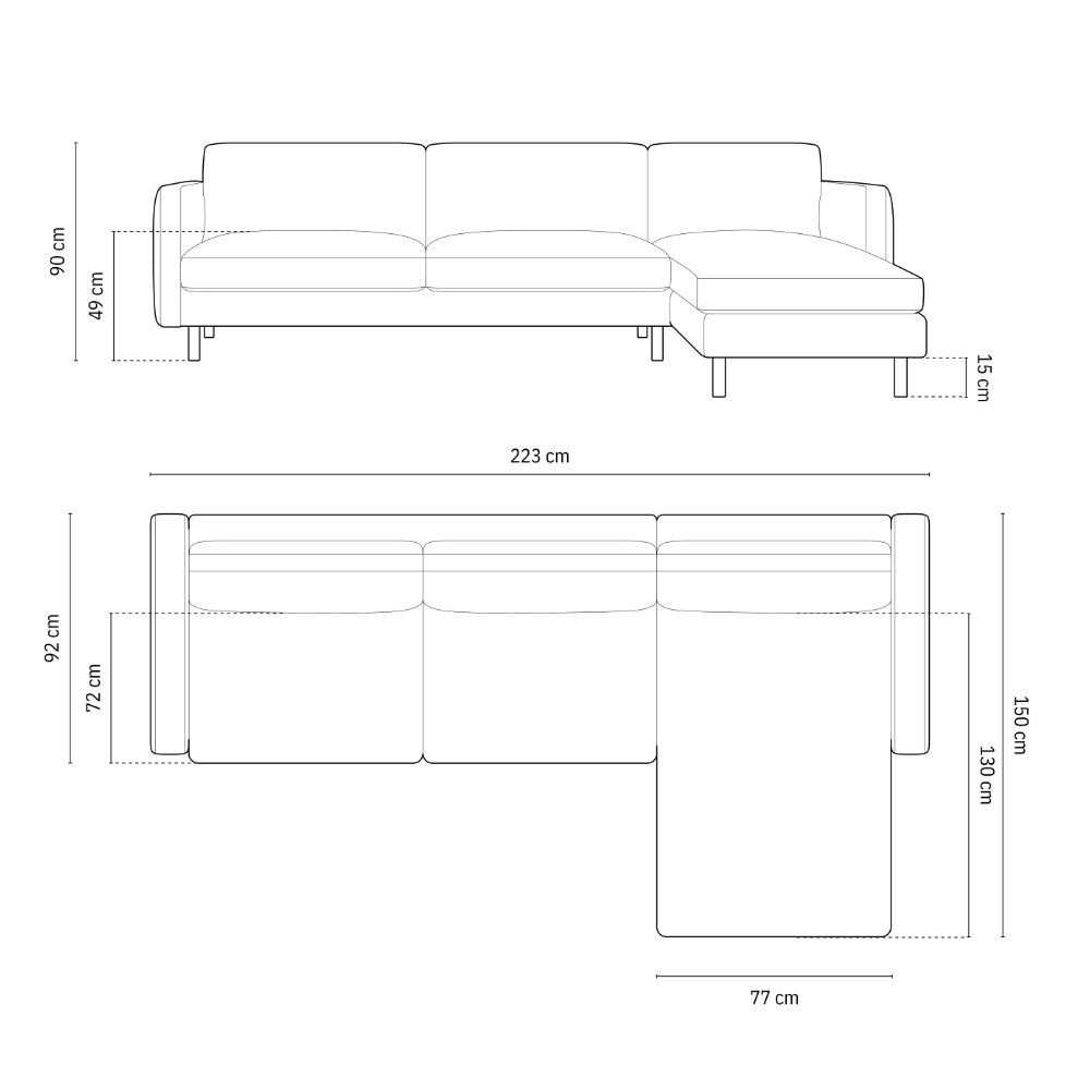 Sofa Eden, 3 Sitze, 223x150cm, Material: Samt
