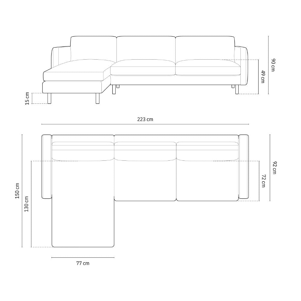Sofa Eden, 3 Sitze, 223x150cm, Material: Samt