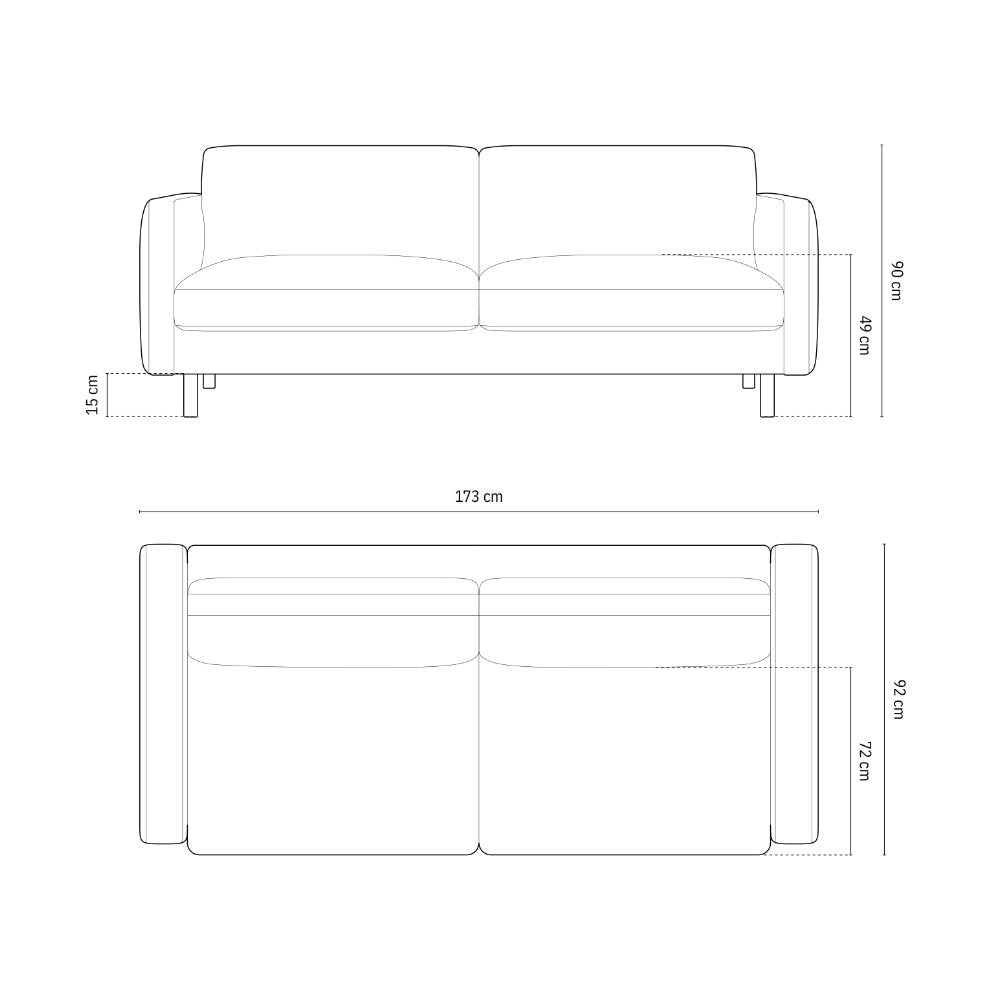 Sofa Eden 3-Sitzer, 173x92cm, Material: Strukturstoff